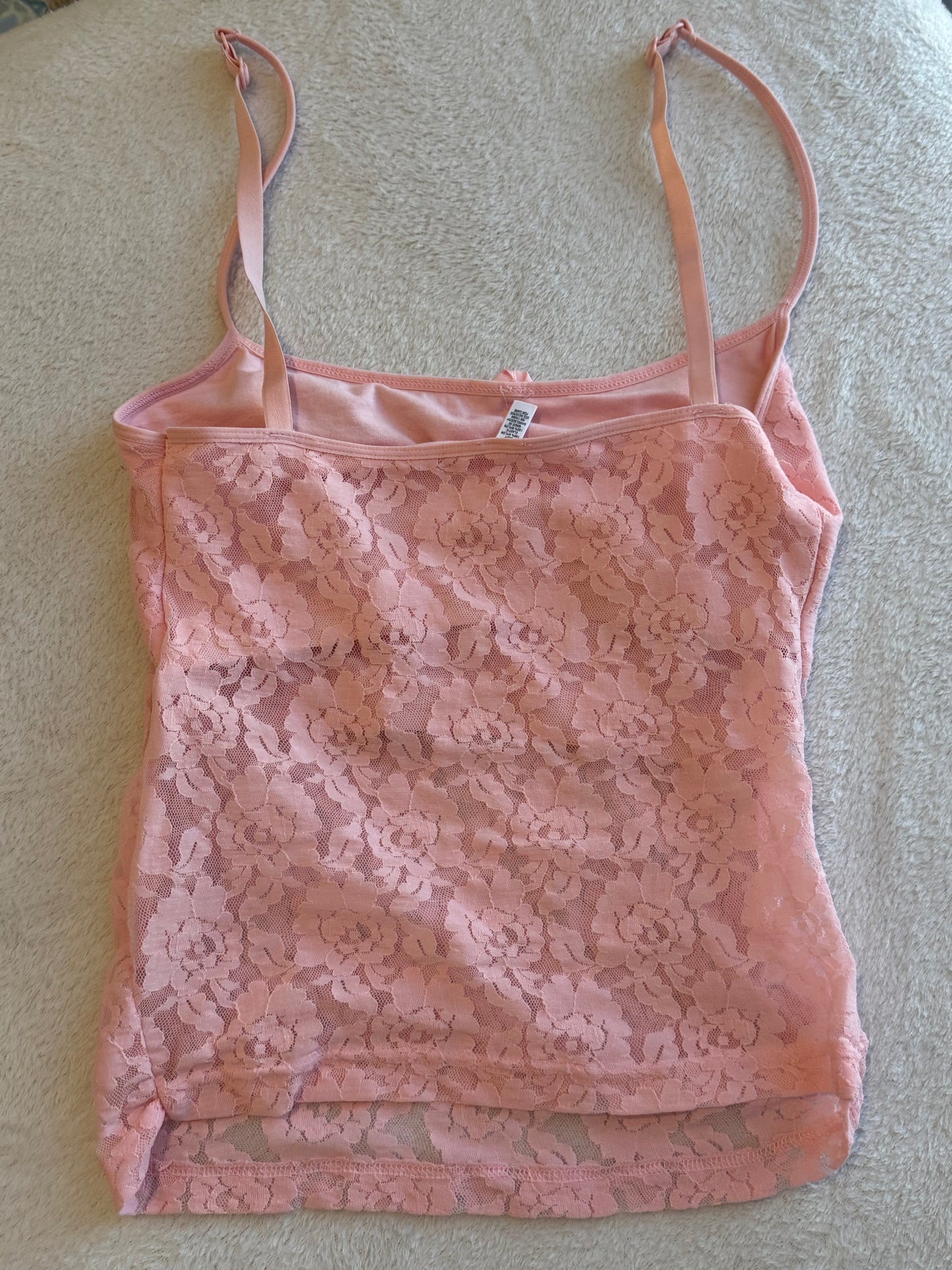 Pink Lace Cami with Rose Flower