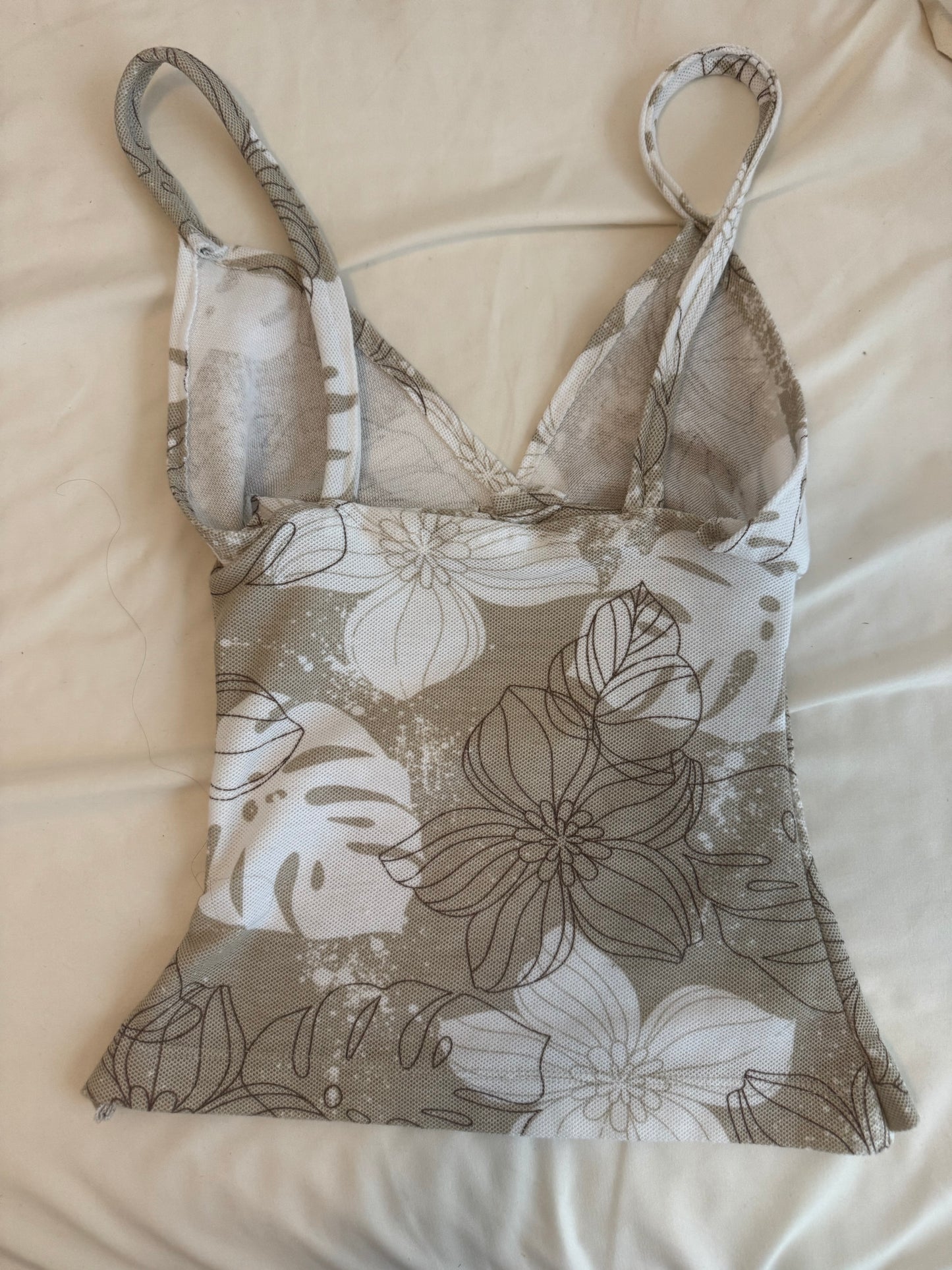 XS Beige and White Floral Cami