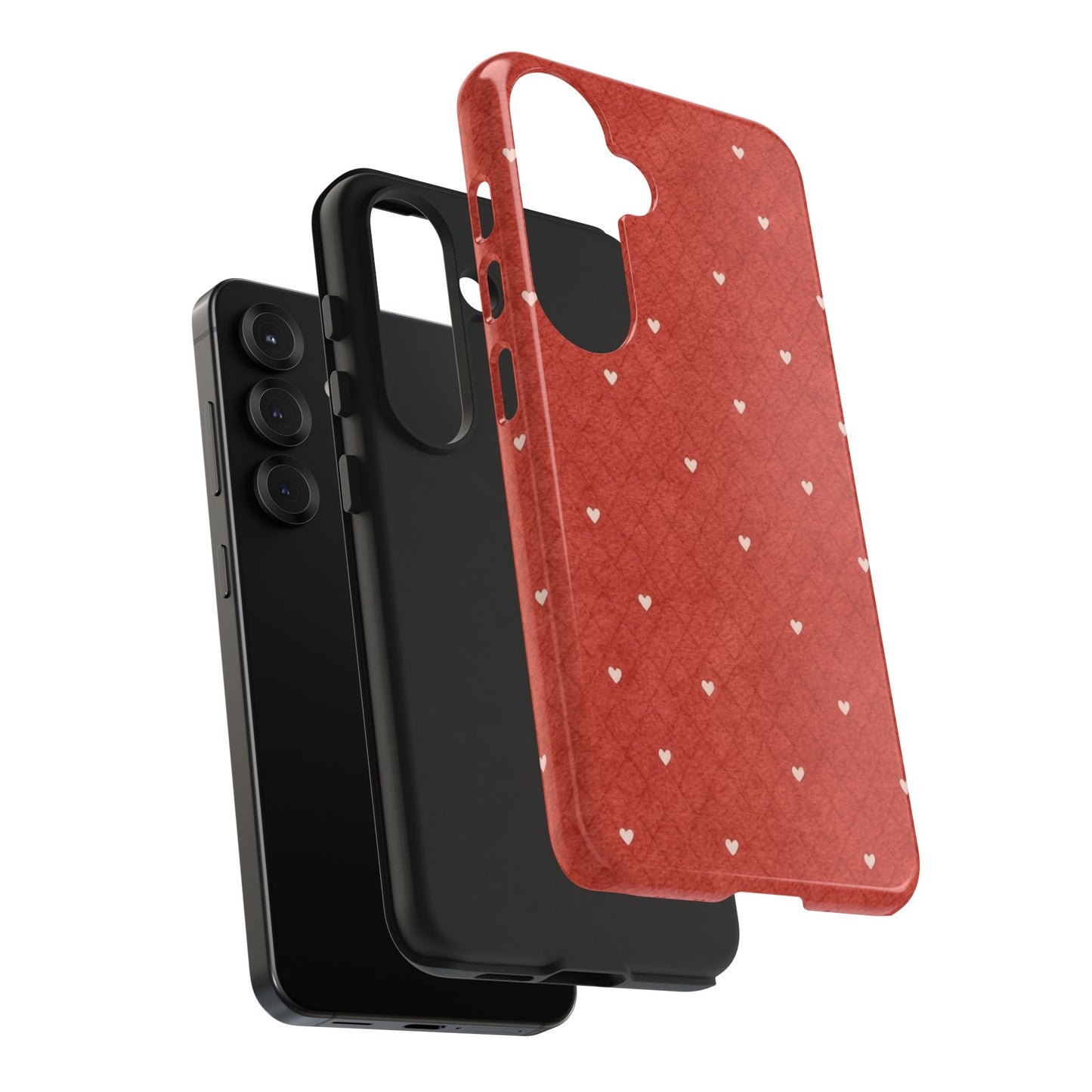 Red Quilted Hearts - Protective Phone Case