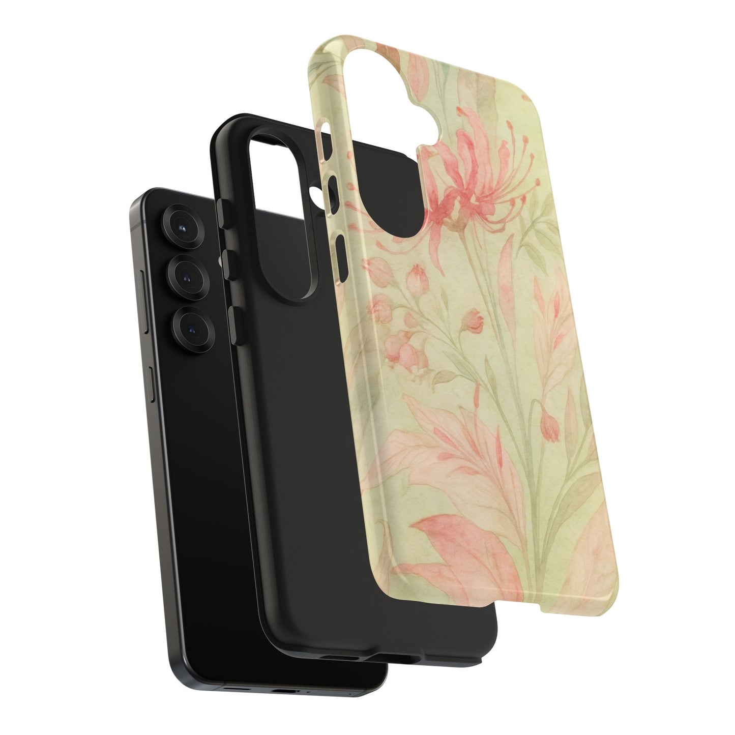 Pink Mint Floral - Protective Phone Case