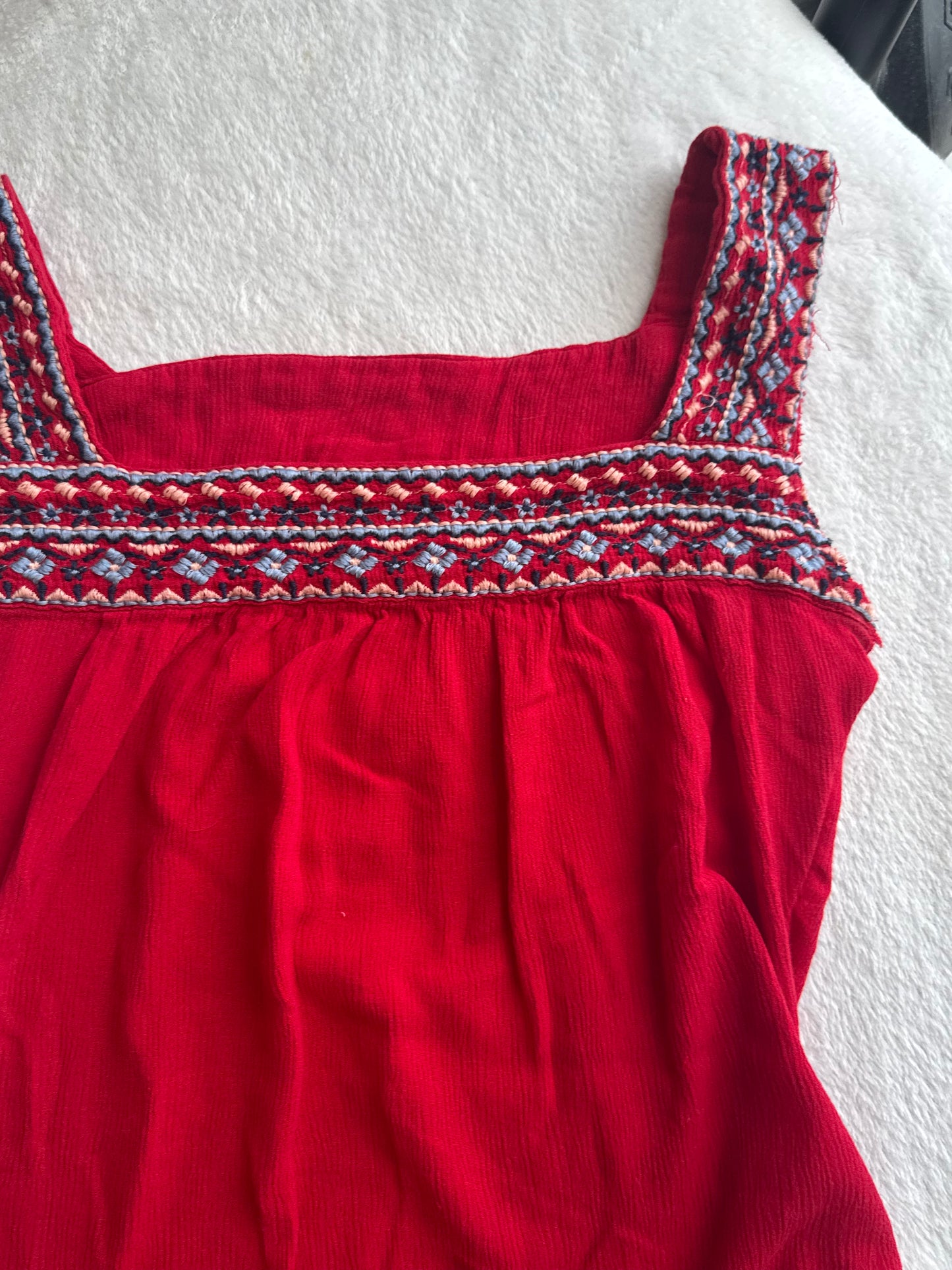 Red Top with Multicolor Embroidery