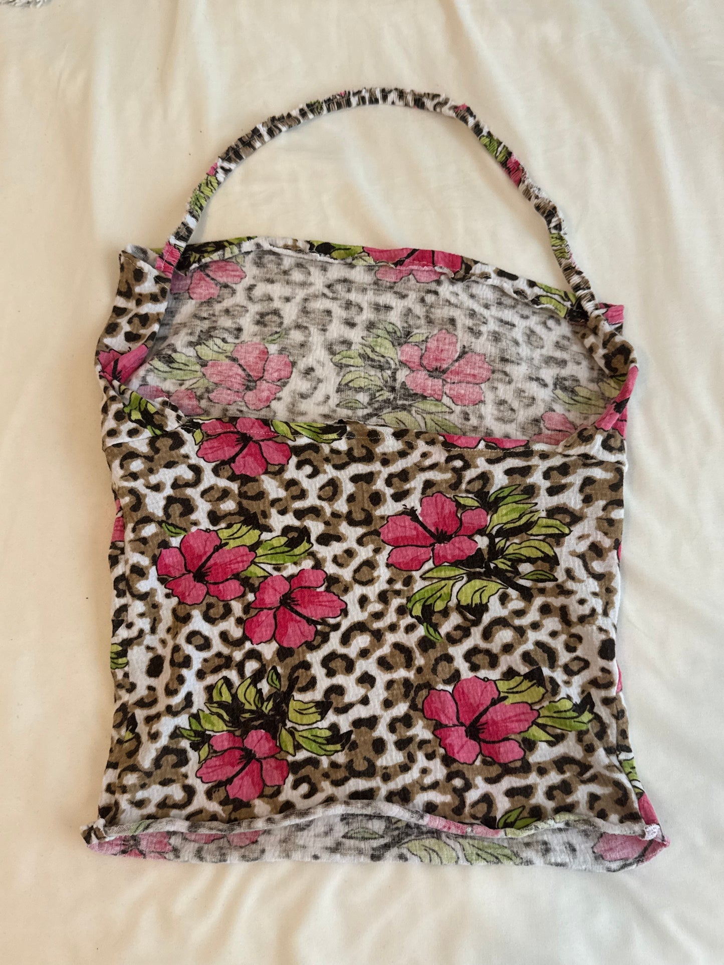 Animal Print Floral Halter Top