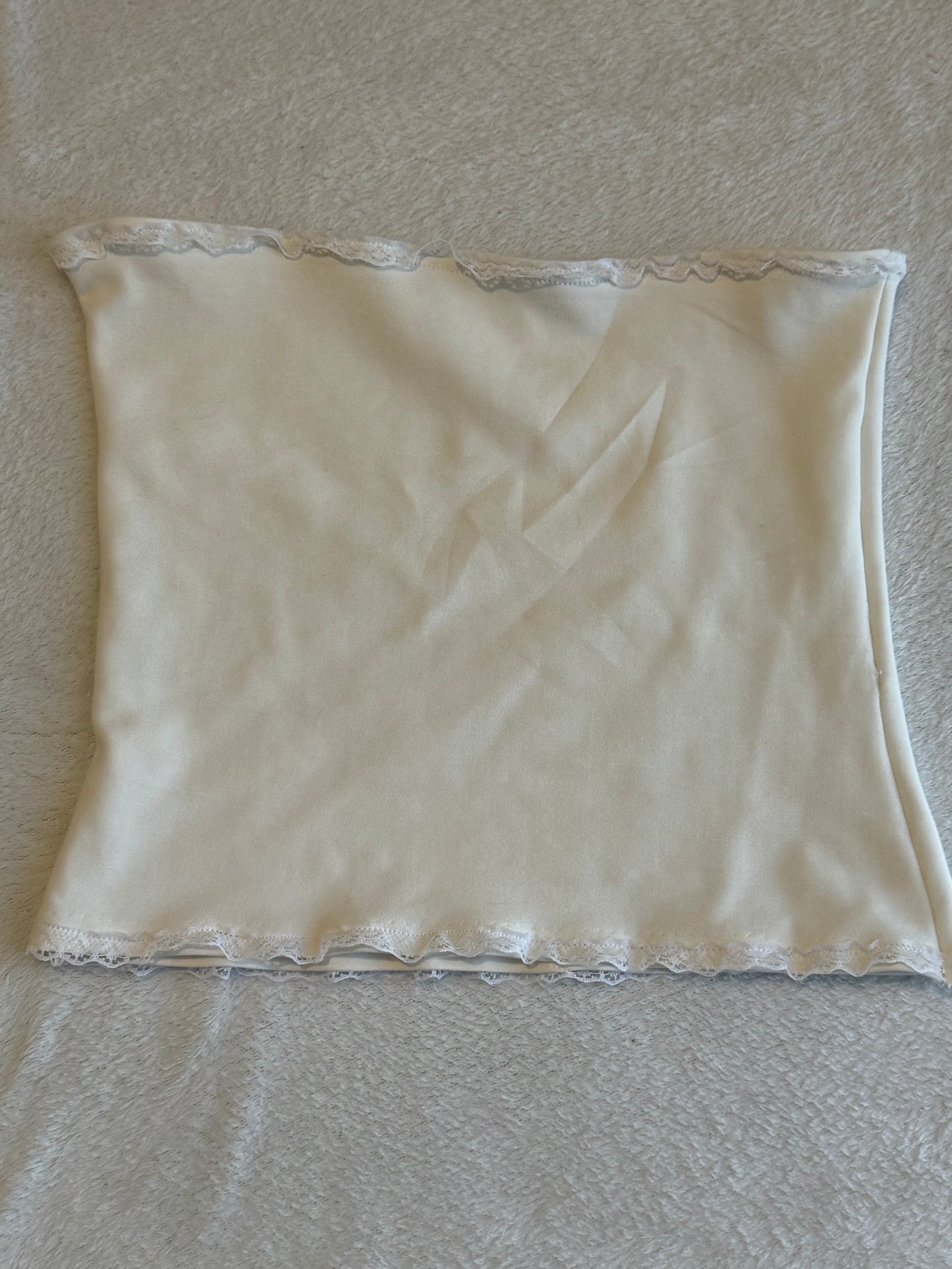 White Tube Top with White Lace