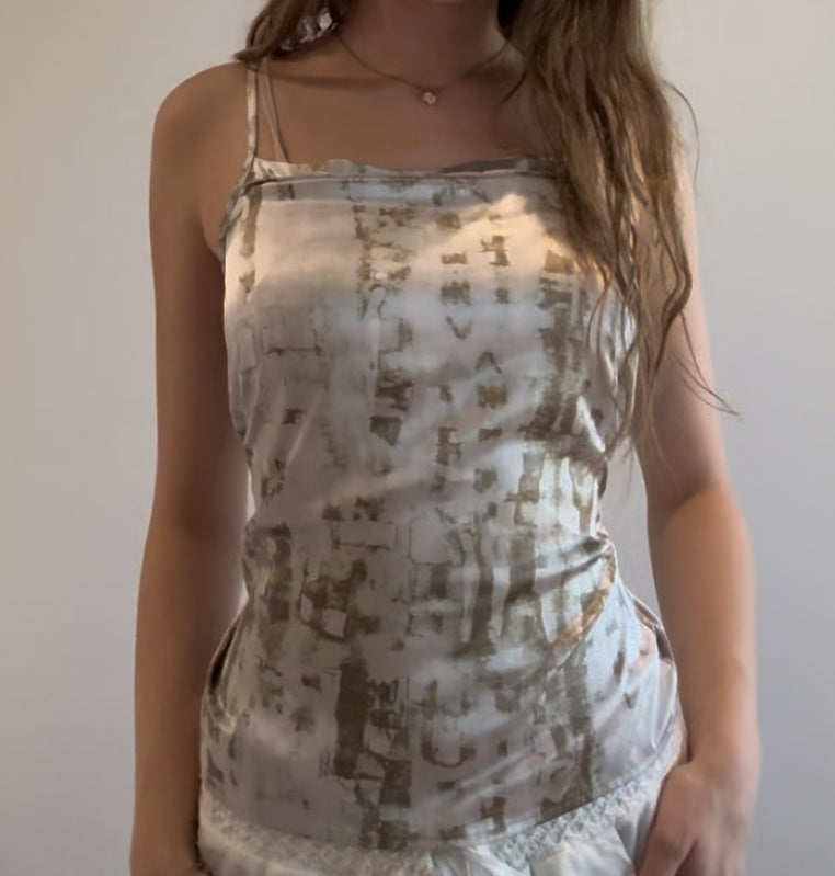 White and Grey Y2K Cami Top