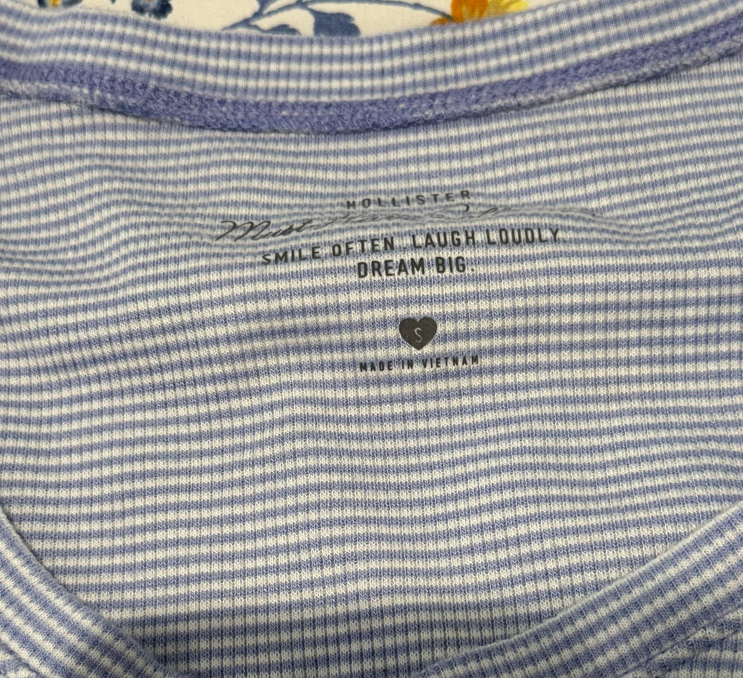 Light Blue and White Striped Ribbed Top with Buttons