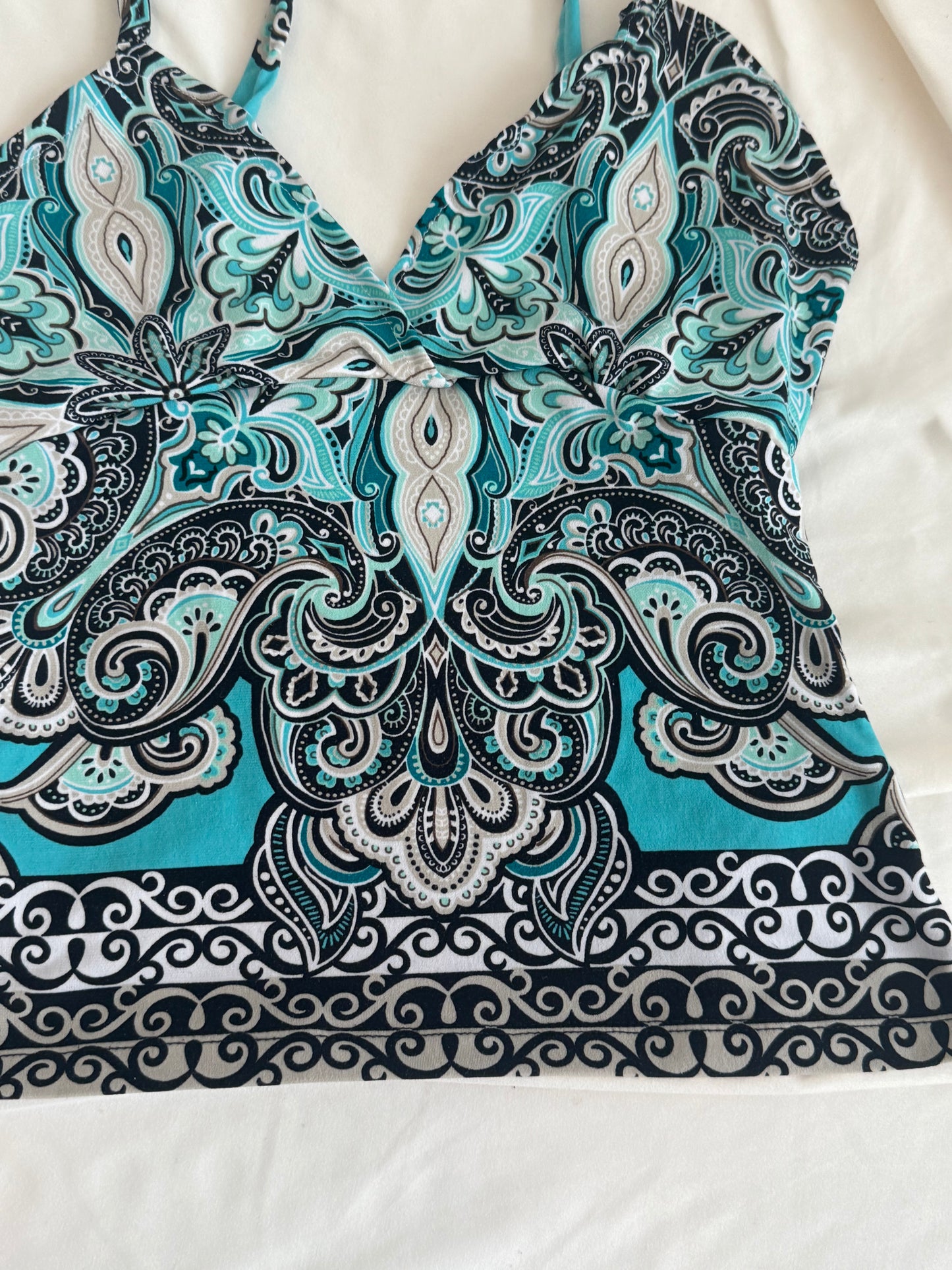 Y2K Aqua Babydoll Top with Unique Design