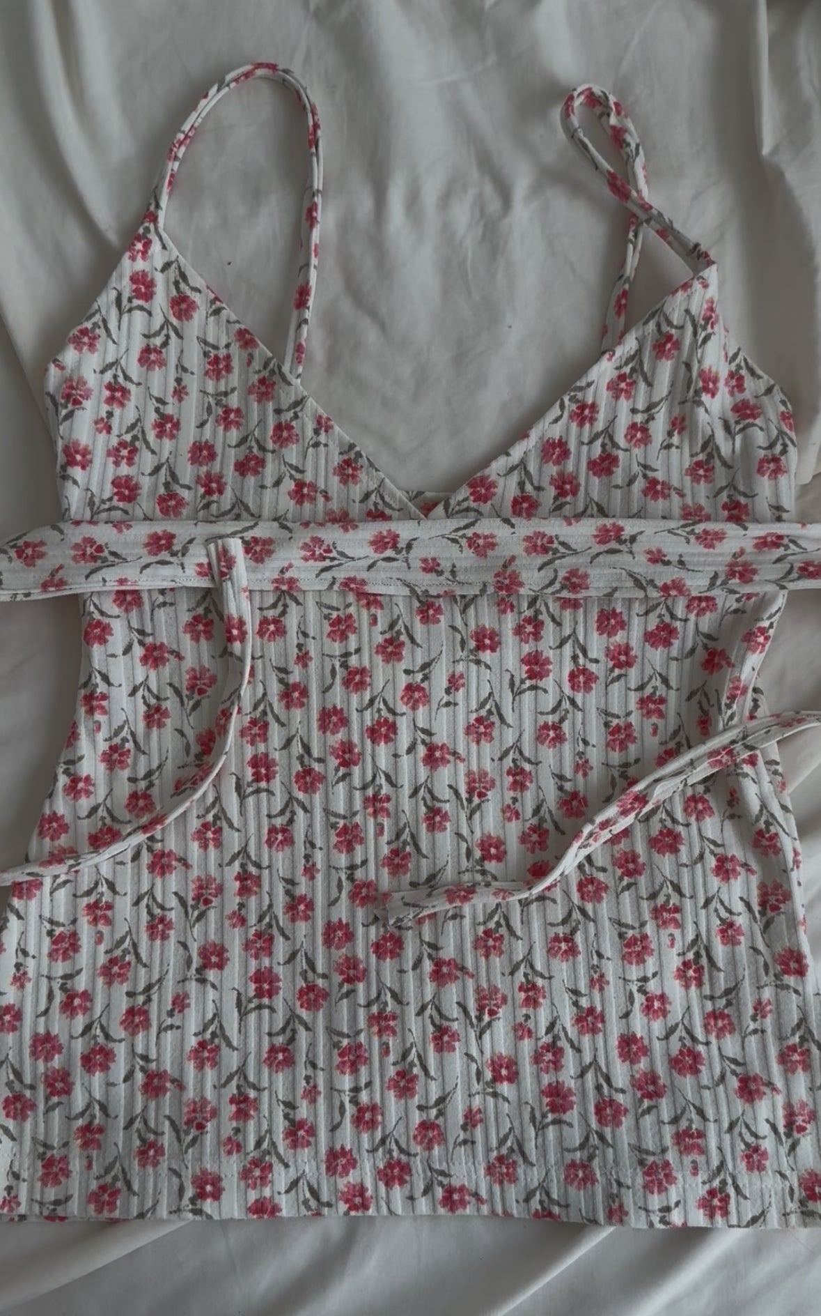 White and Pink Floral Tube with Add-on Adjustable Belt