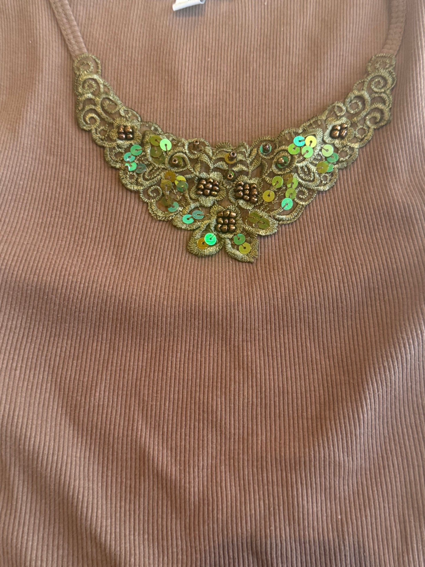 Brown Y2K Top with Sequins