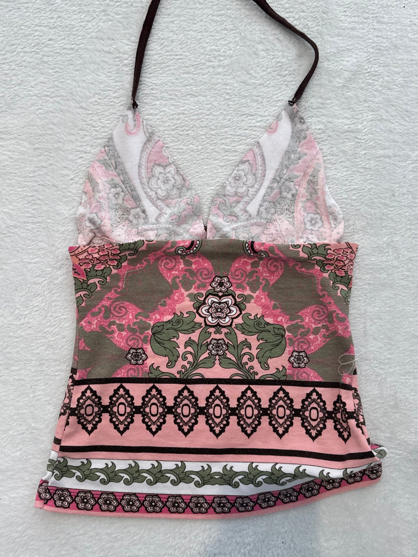 Y2K Halter Top with Pink Multicolor Fabric