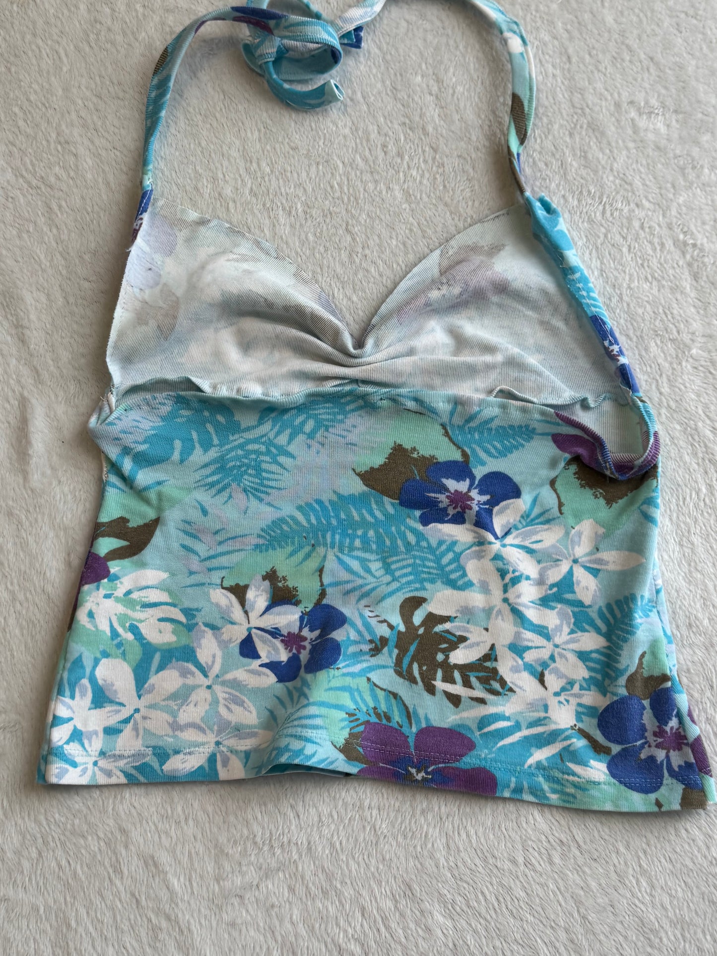 Summery Hibiscus Flower Halter Top
