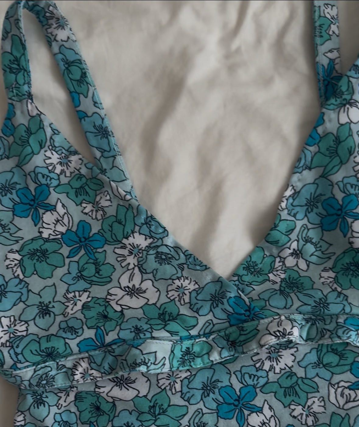 Blue and Teal Floral Babydoll Top