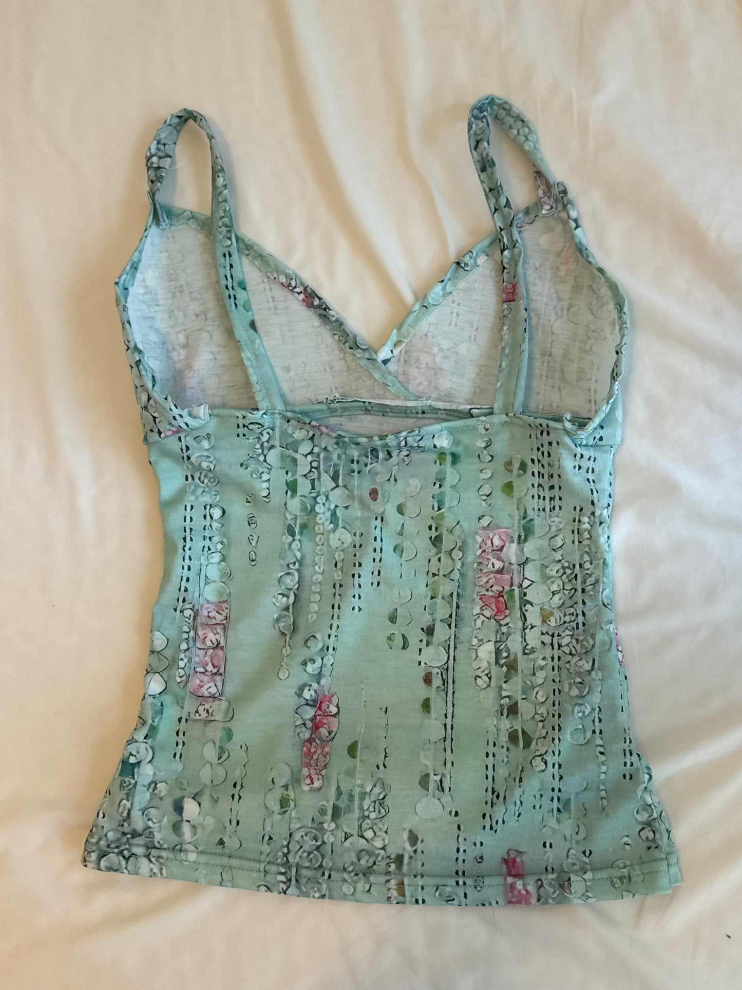 Fitted Green Cami Top with Unique Design