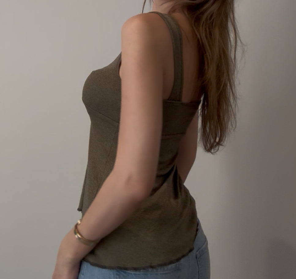 Y2K Green Top with Ruching