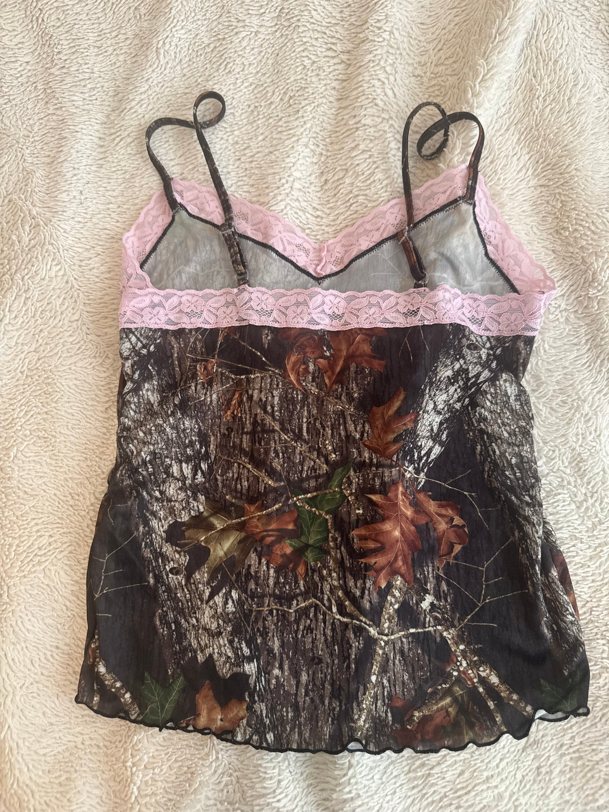 Camo Cami with Pink Lace