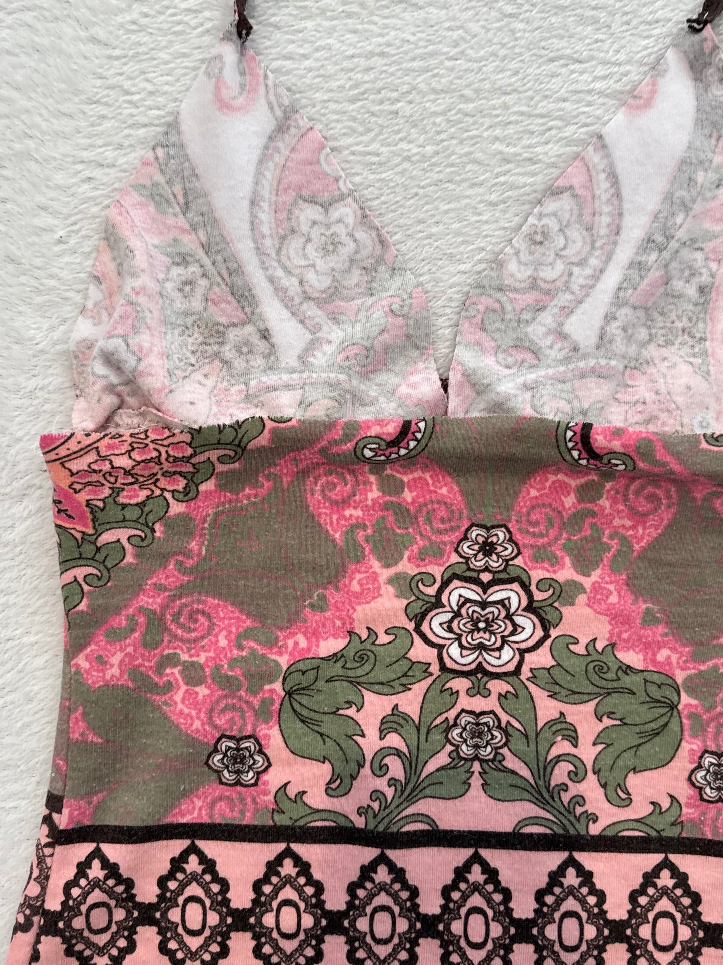 Y2K Halter Top with Pink Multicolor Fabric