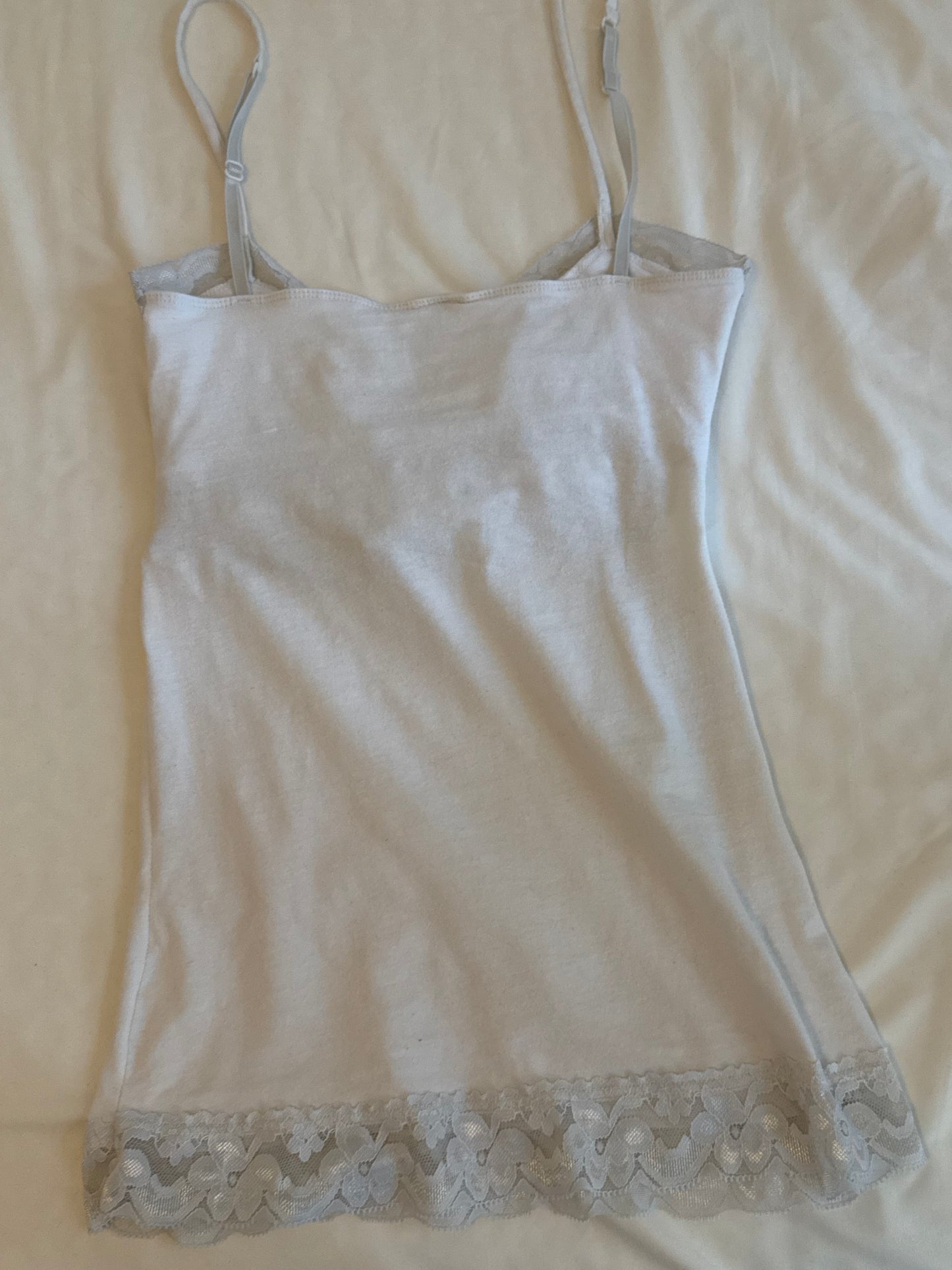 White Lace Cami with Ruching