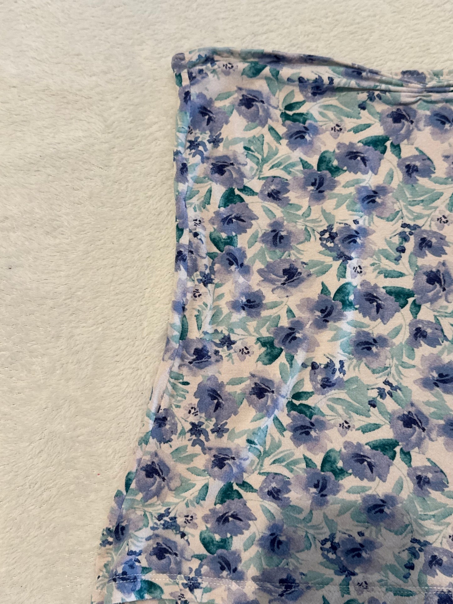 White Tube Top with Blue and Purple Floral Design
