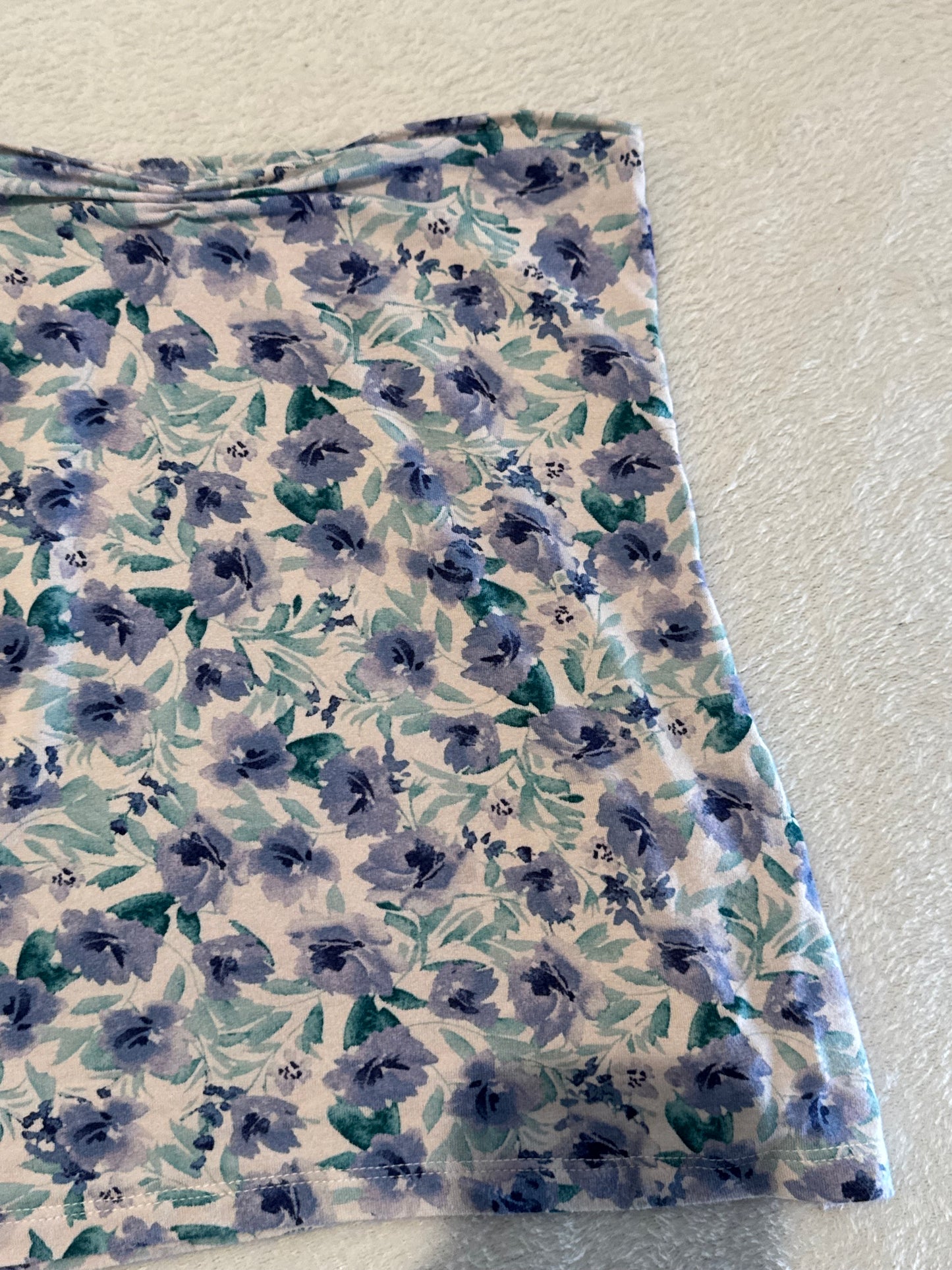 White Tube Top with Blue and Purple Floral Design