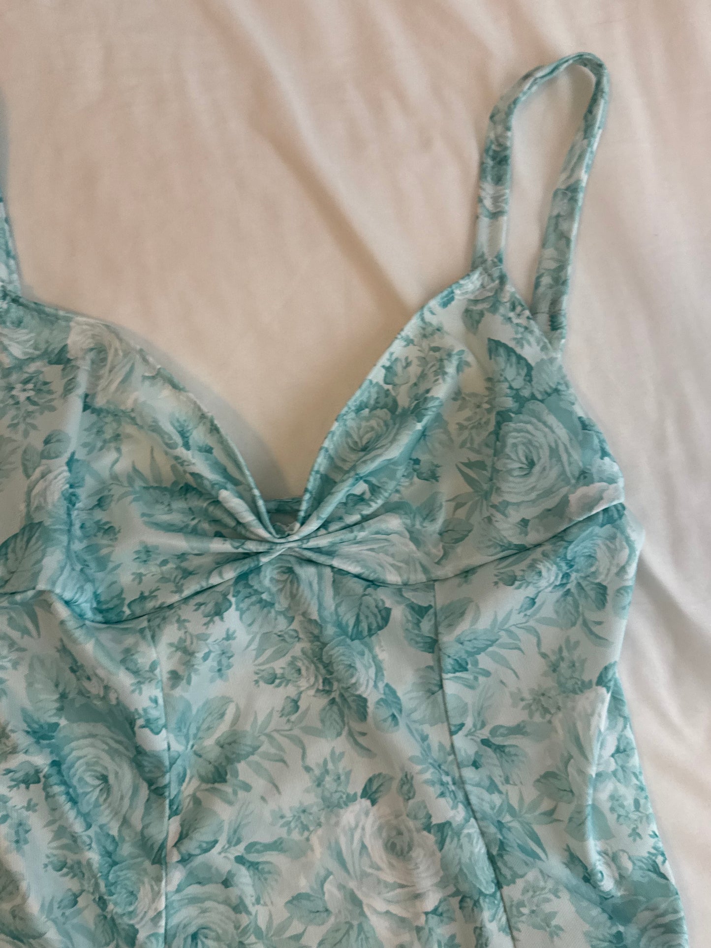 Teal and White Floral Cami