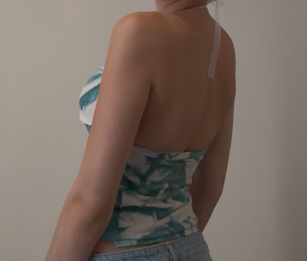 Tie Dye Halter Top with Lace Straps