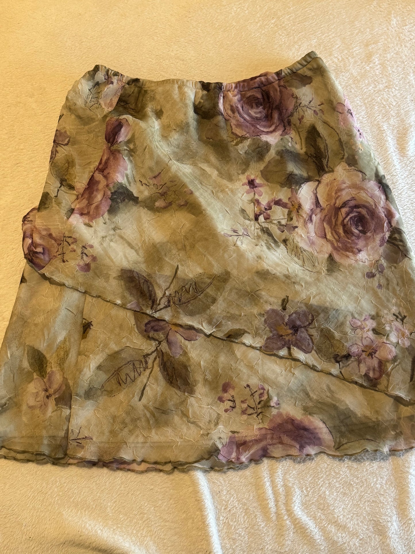 Flowy Green and Purple Floral Mini Dress
