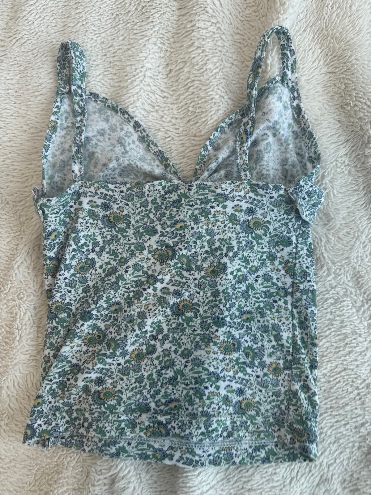 Green and Blue Floral Babydoll Top