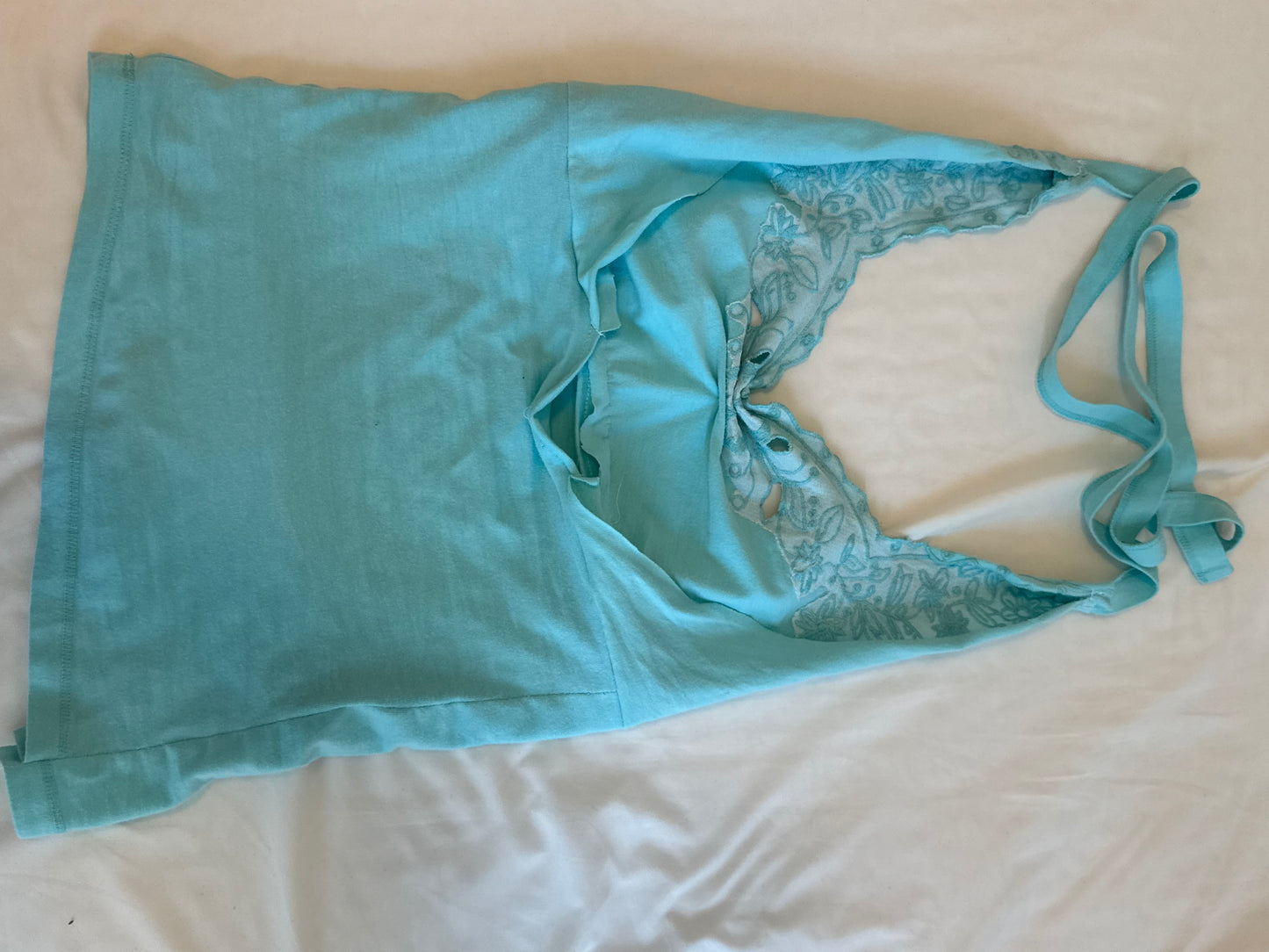 Teal Halter Top with Floral Embroidery