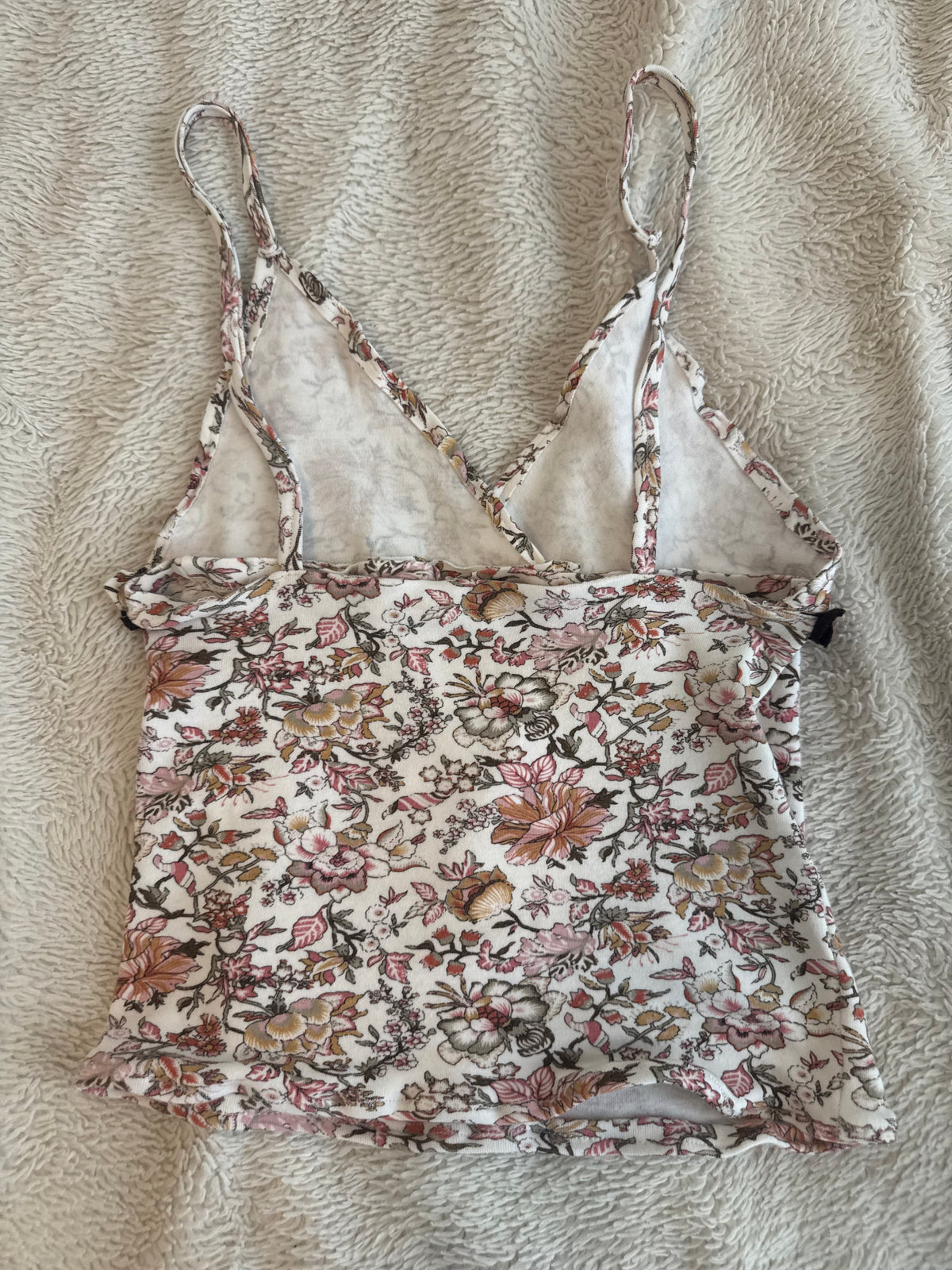 Pink and White Top with Dark Brown Waistband