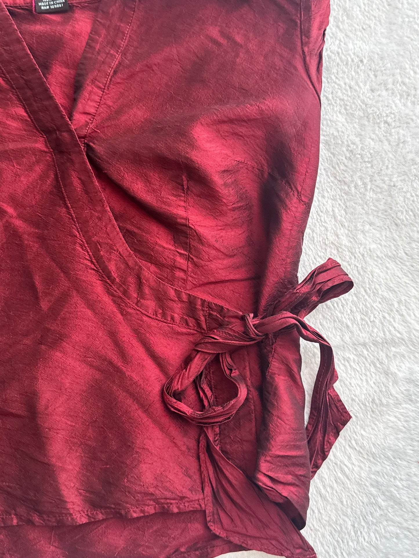 Dark Red Top with Side Tie