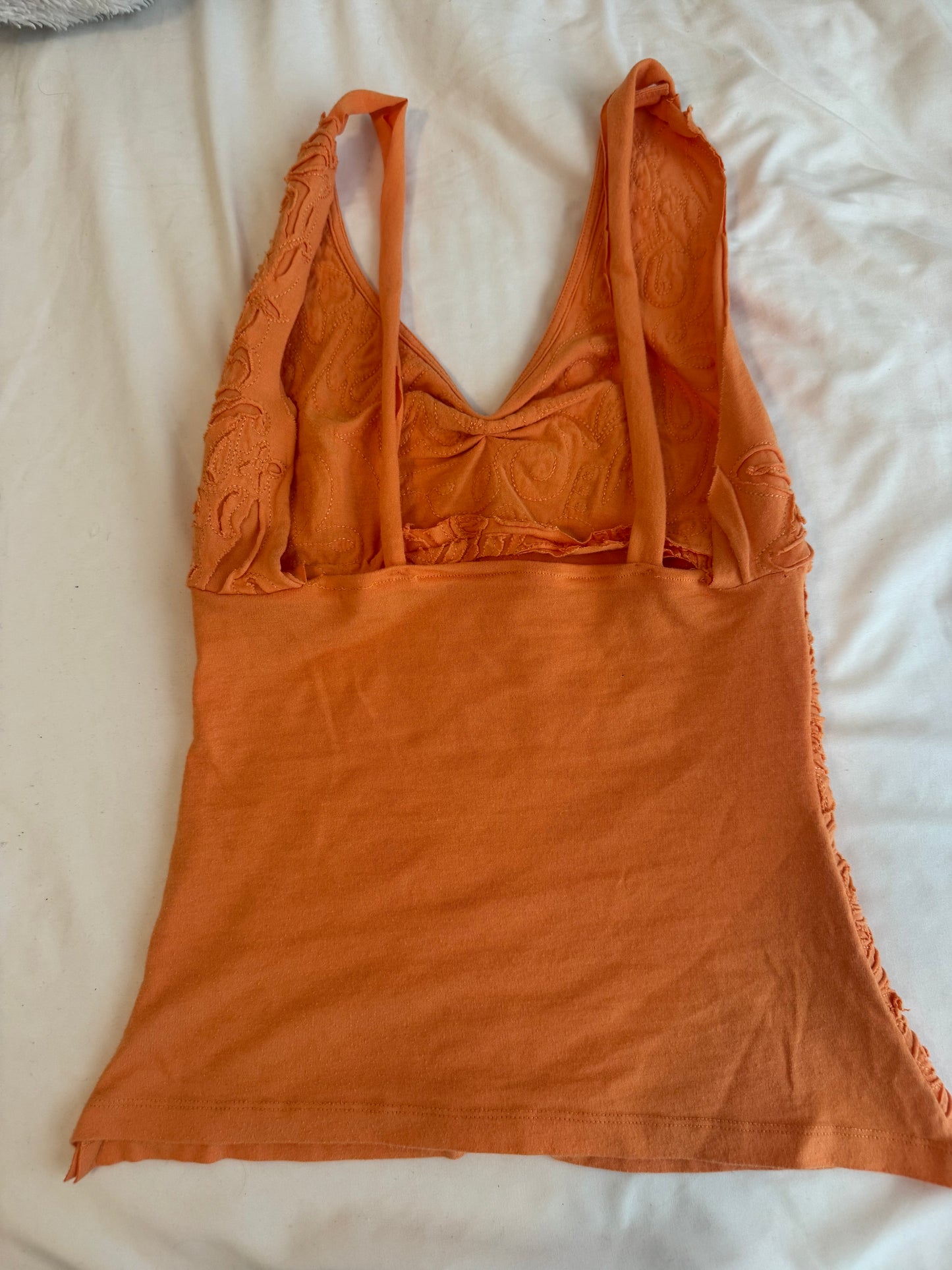 Orange Floral Embroidered Top
