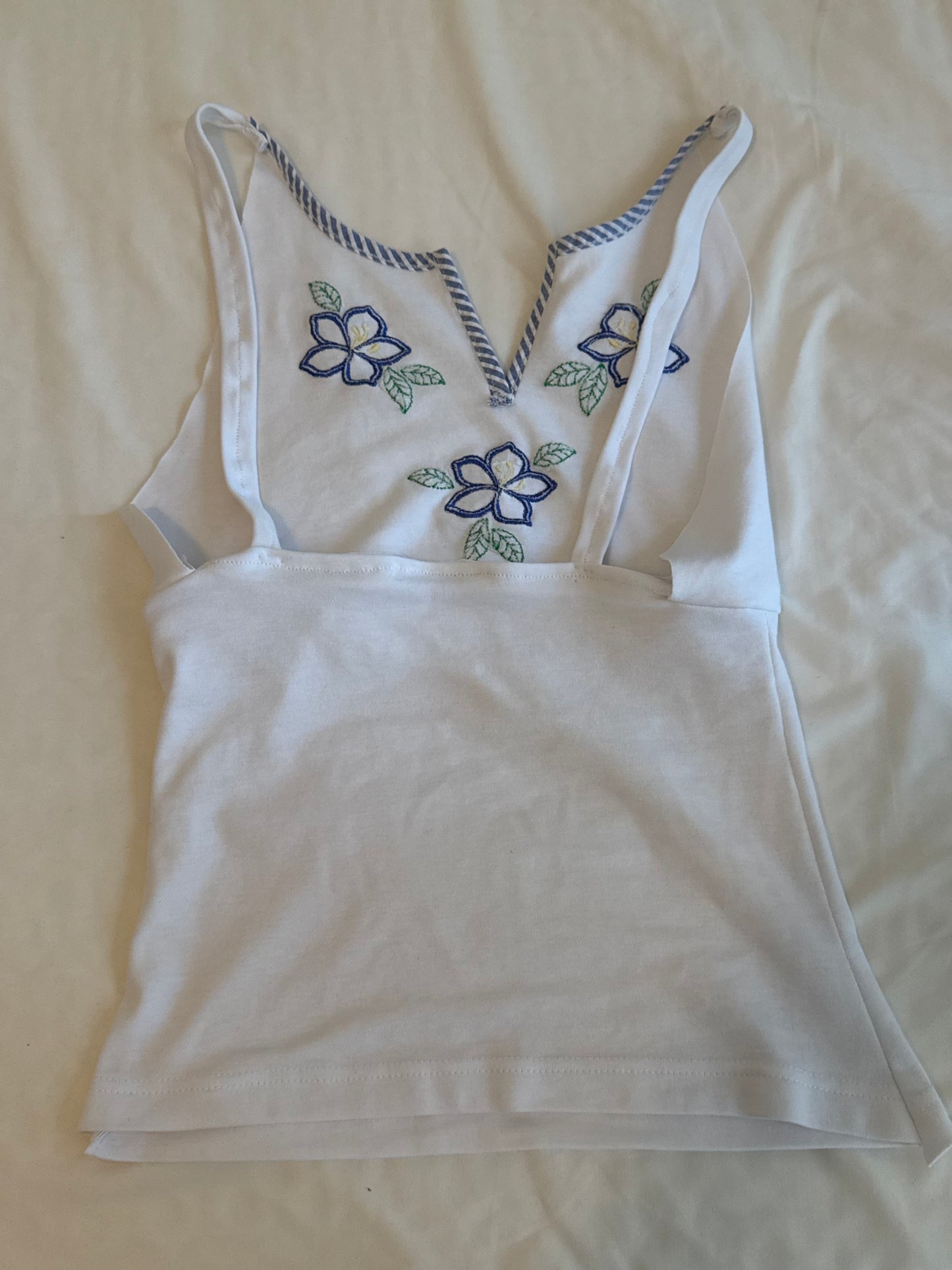 White Top with Floral Embrodiery
