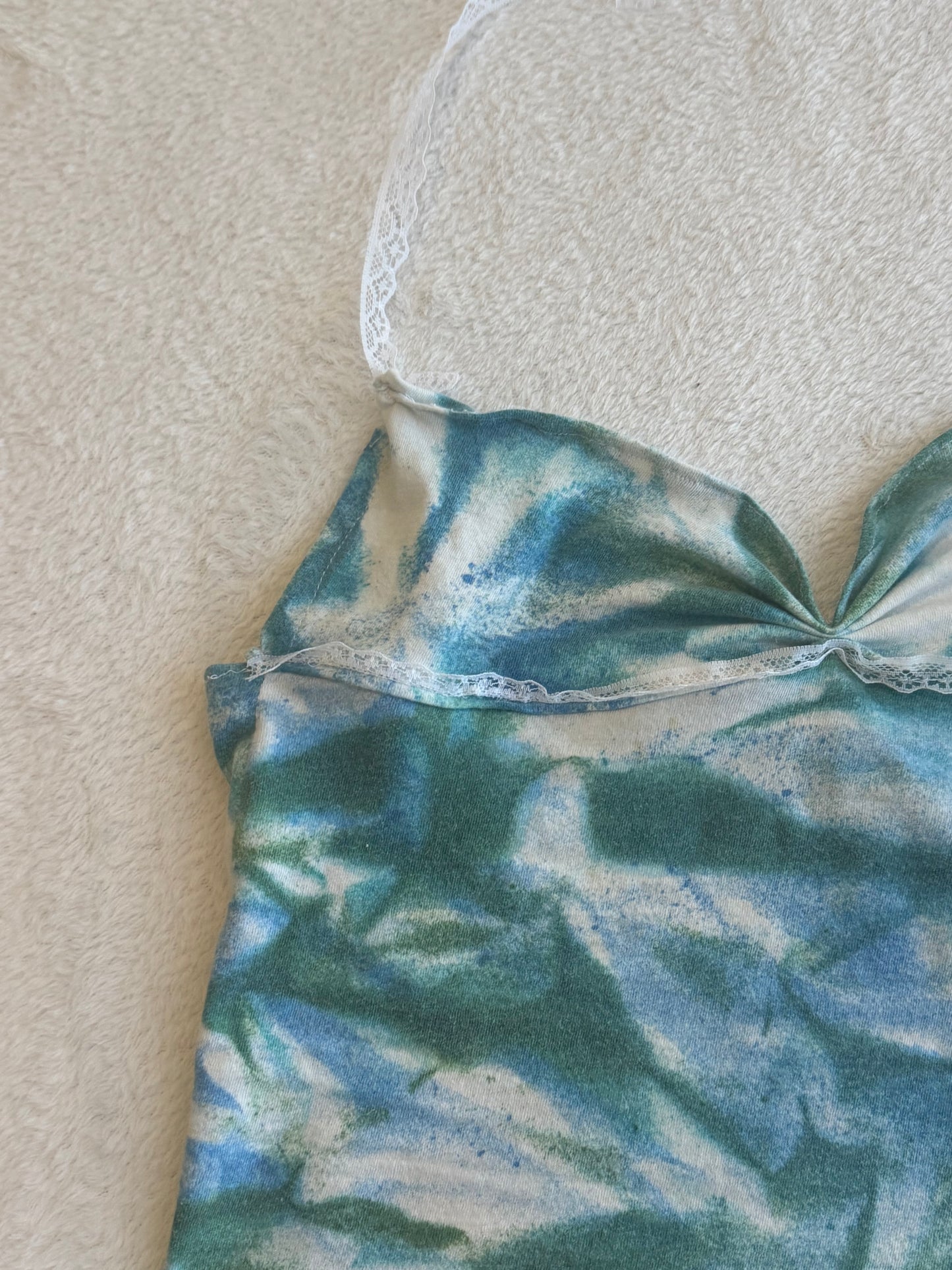 Tie Dye Halter Top with Lace Straps