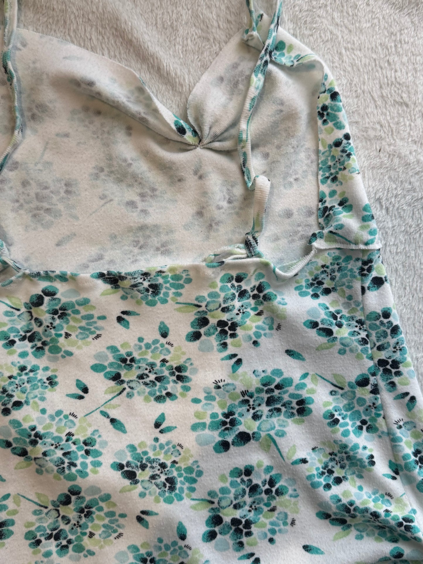 White and Blue Floral Halter and Cami Top