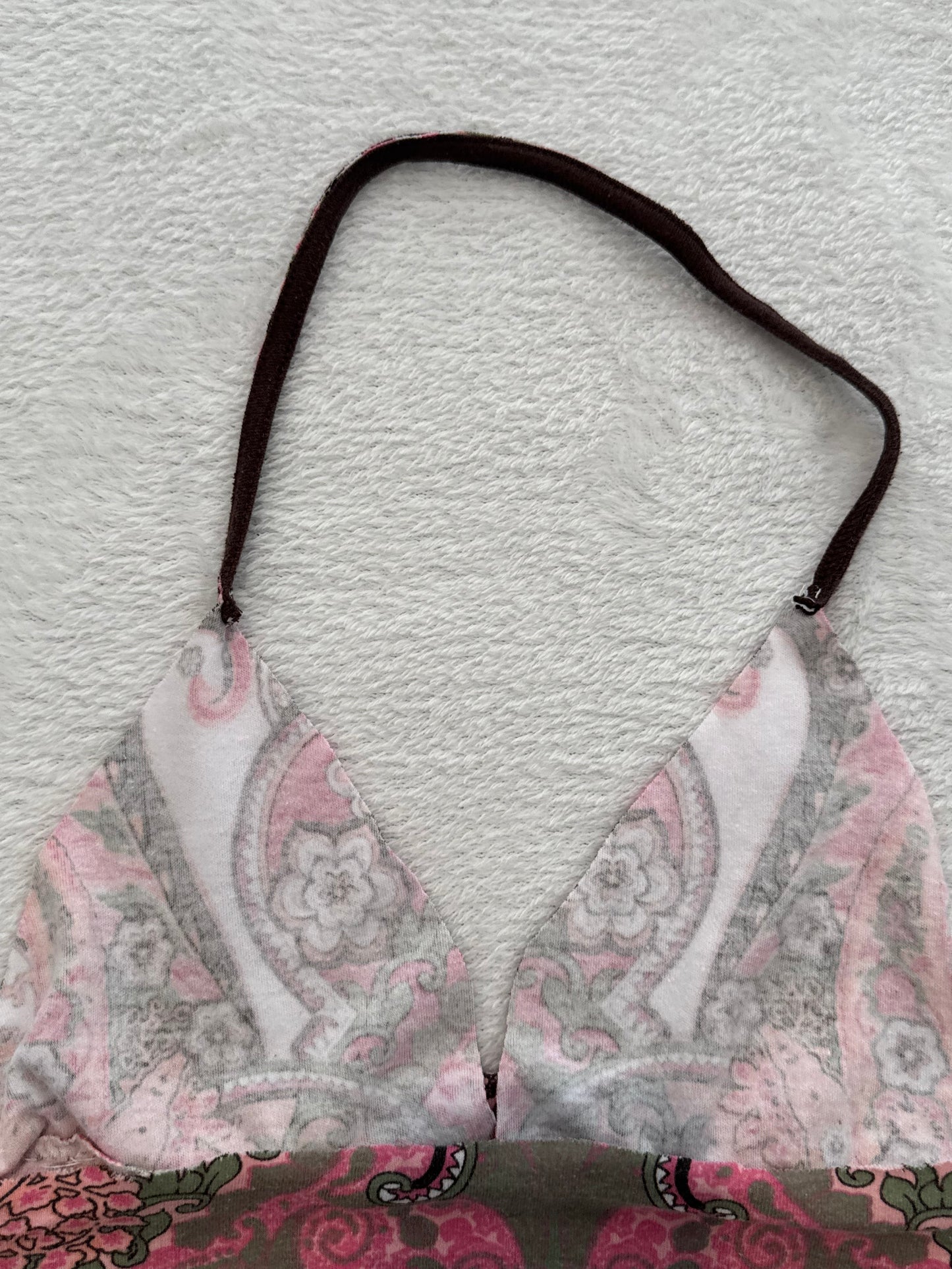 Y2K Halter Top with Pink Multicolor Fabric