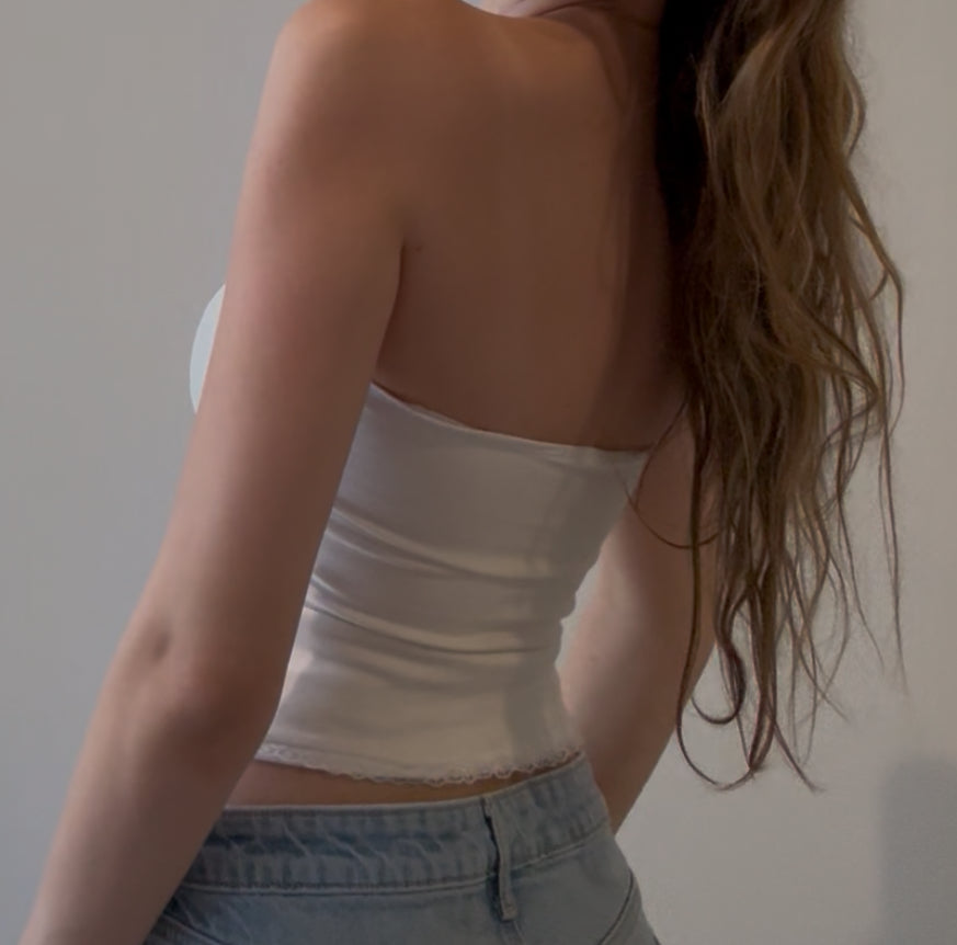 White Tube Top with White Lace