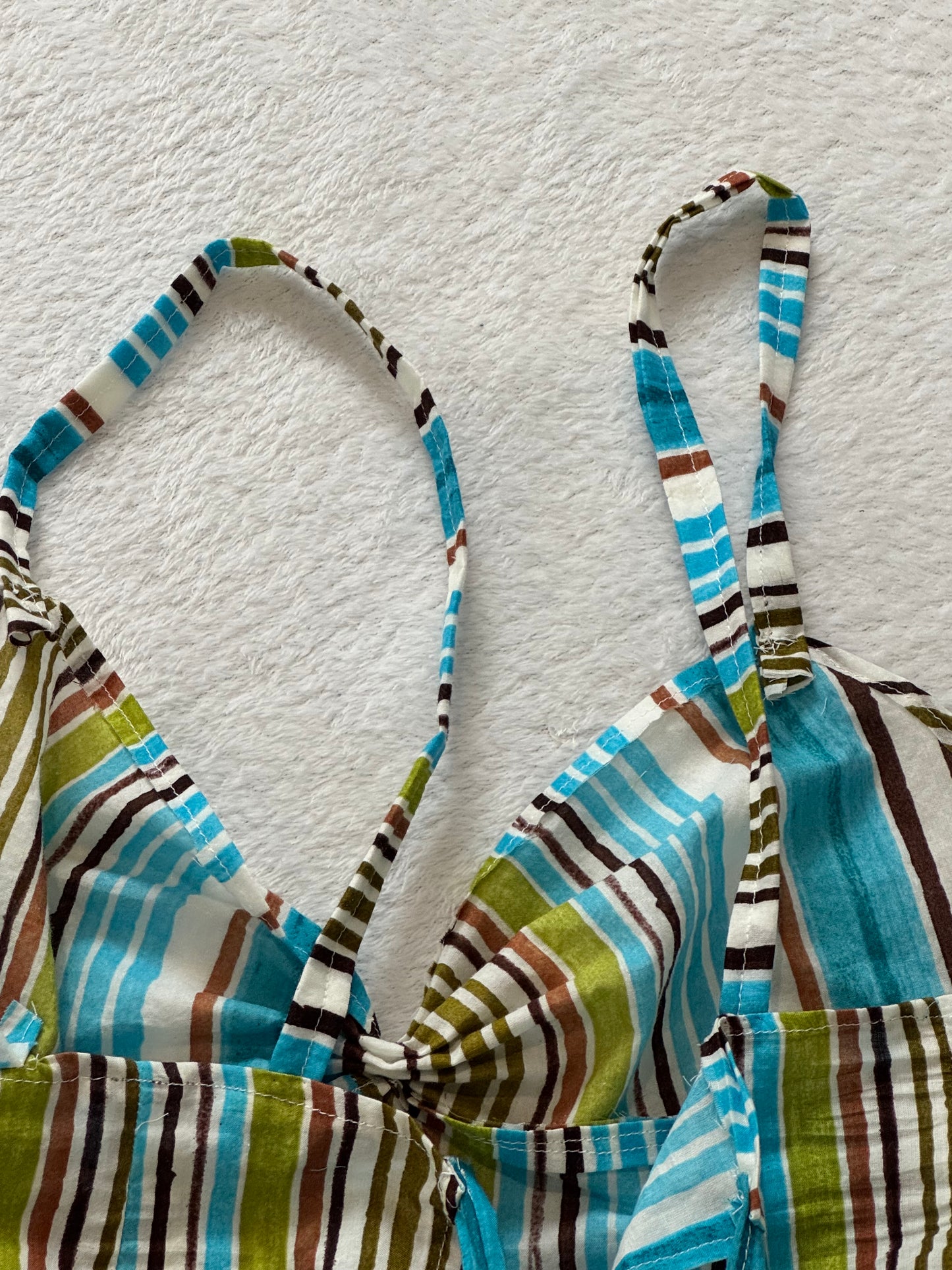 Blue and Green Striped Top