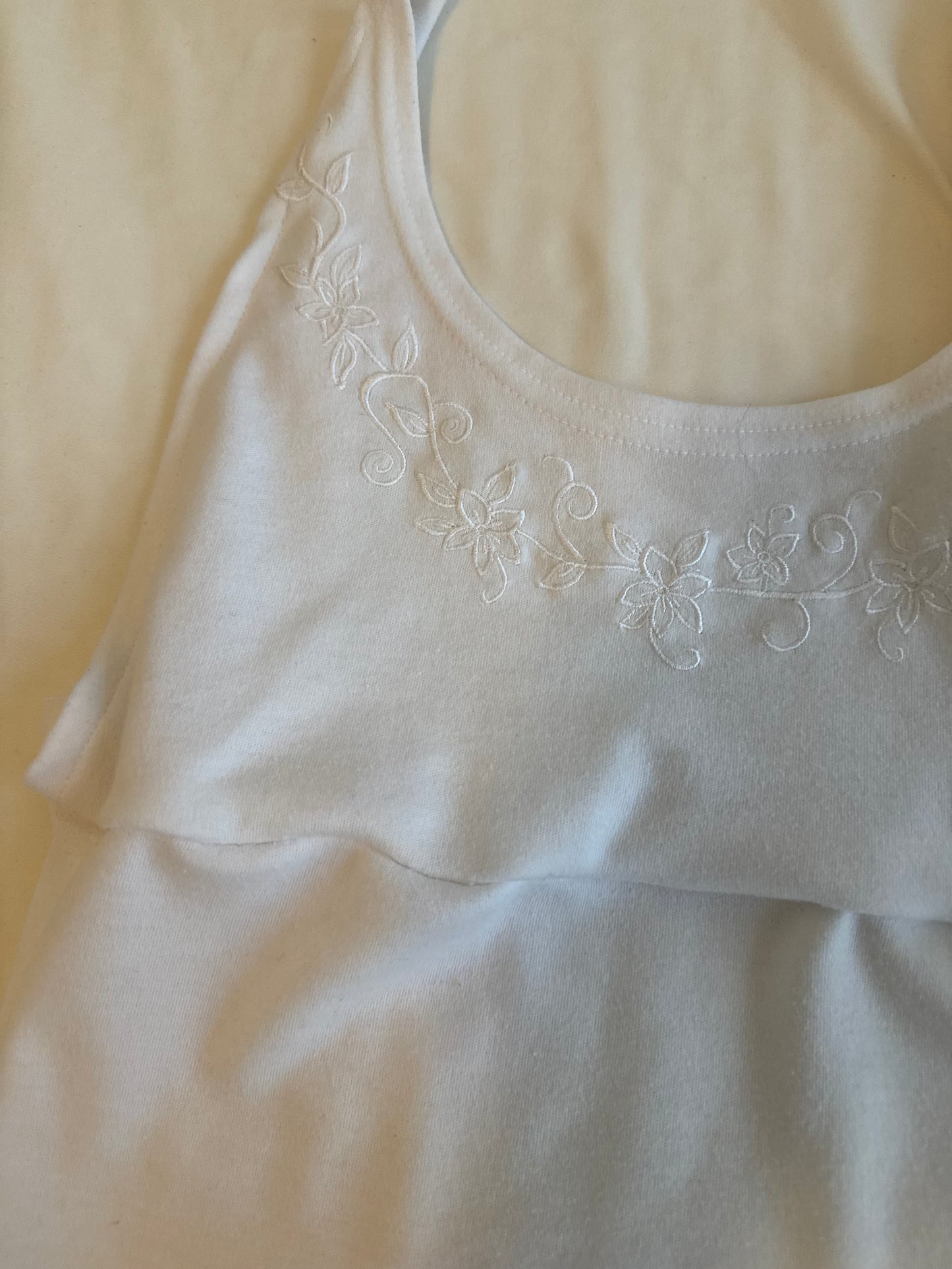 White Top with Floral Embroidery