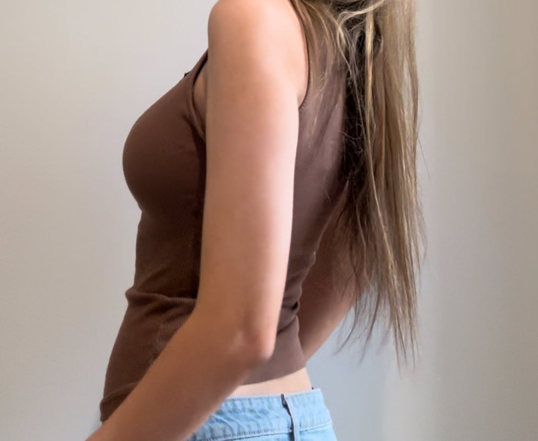 Brown Tank with Sequins and Beads