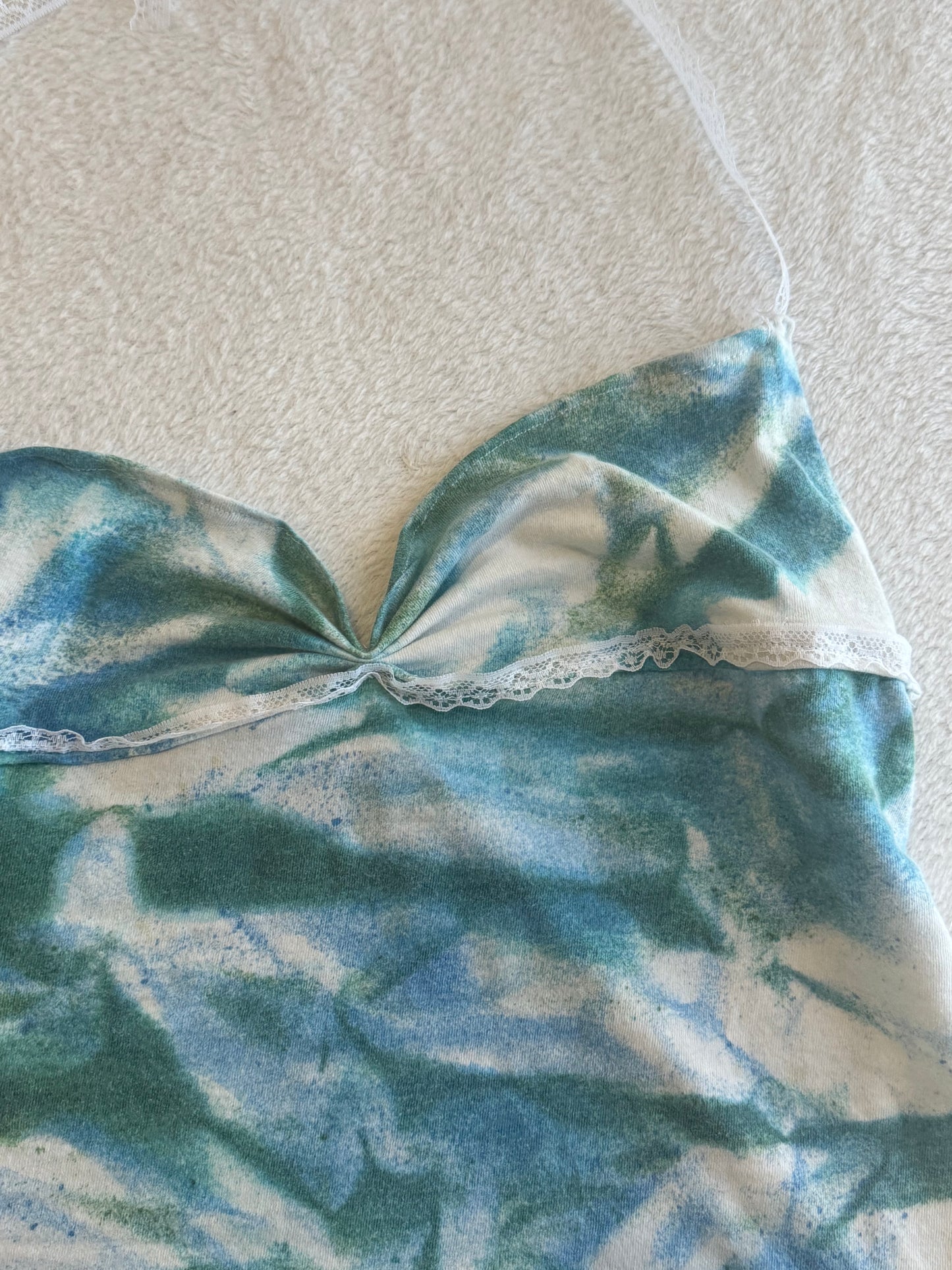 Tie Dye Halter Top with Lace Straps