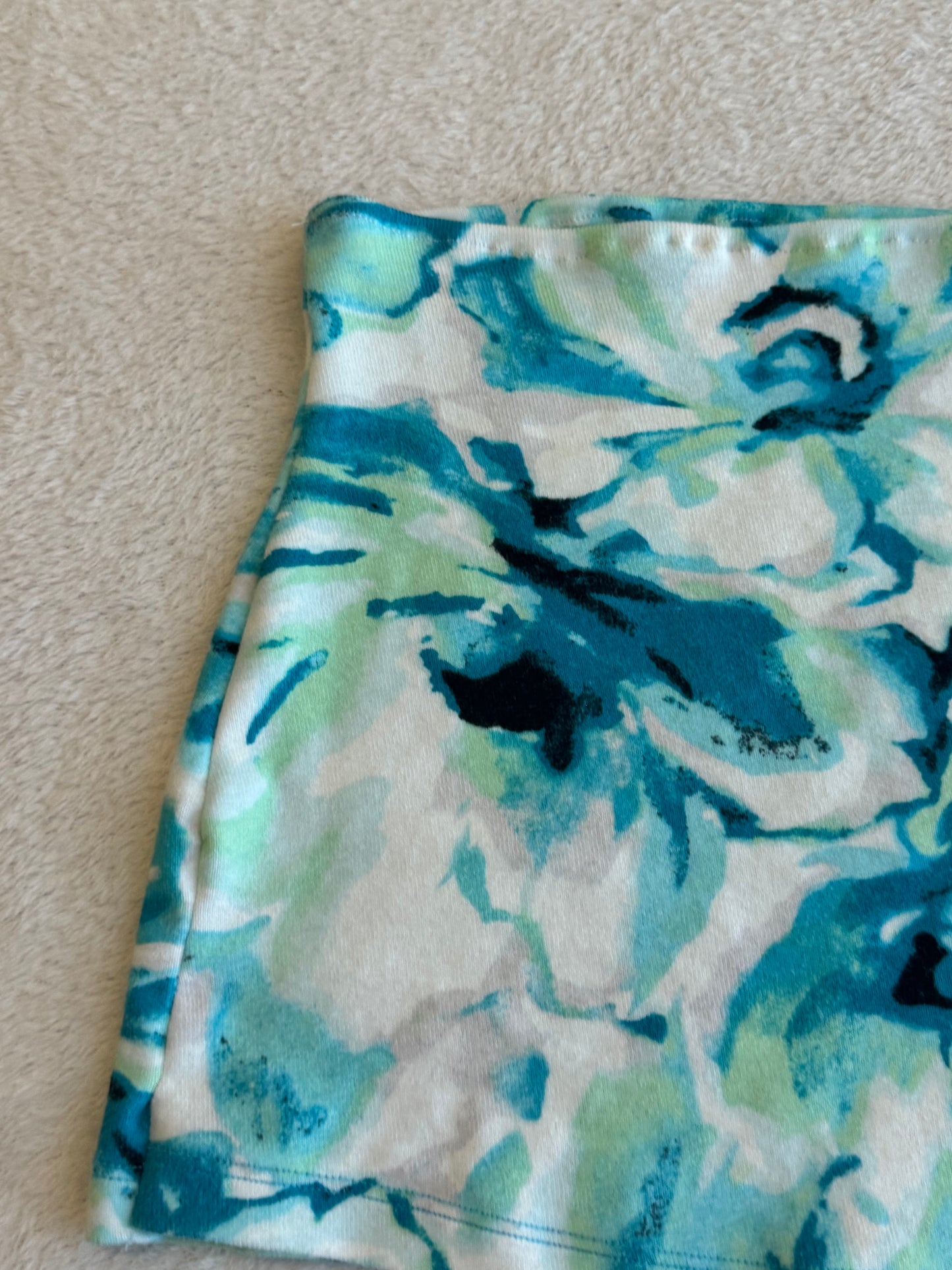 Boho Tube Top with Blue and Green Floral Design