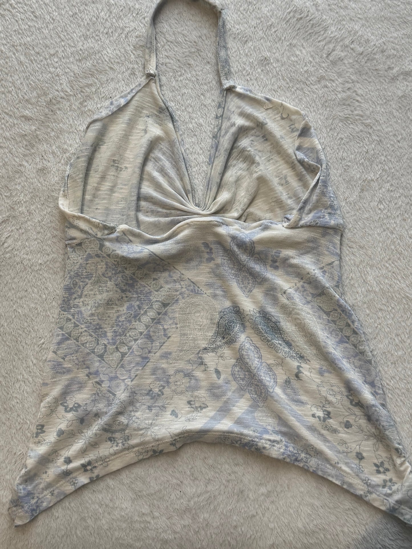 Blue and White Halter Top