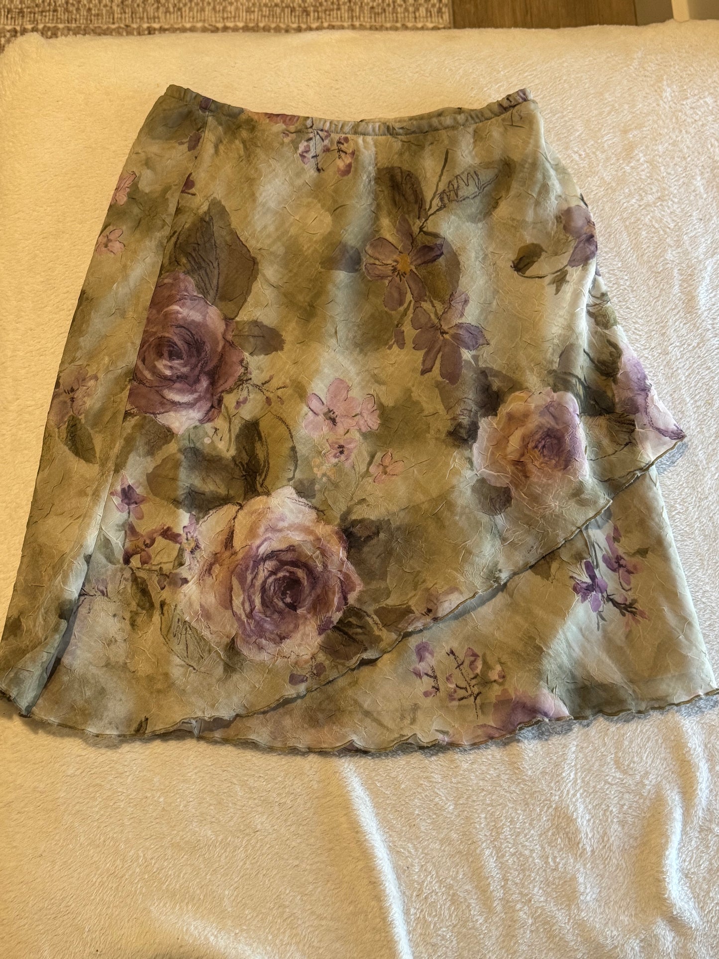 Flowy Green and Purple Floral Mini Dress