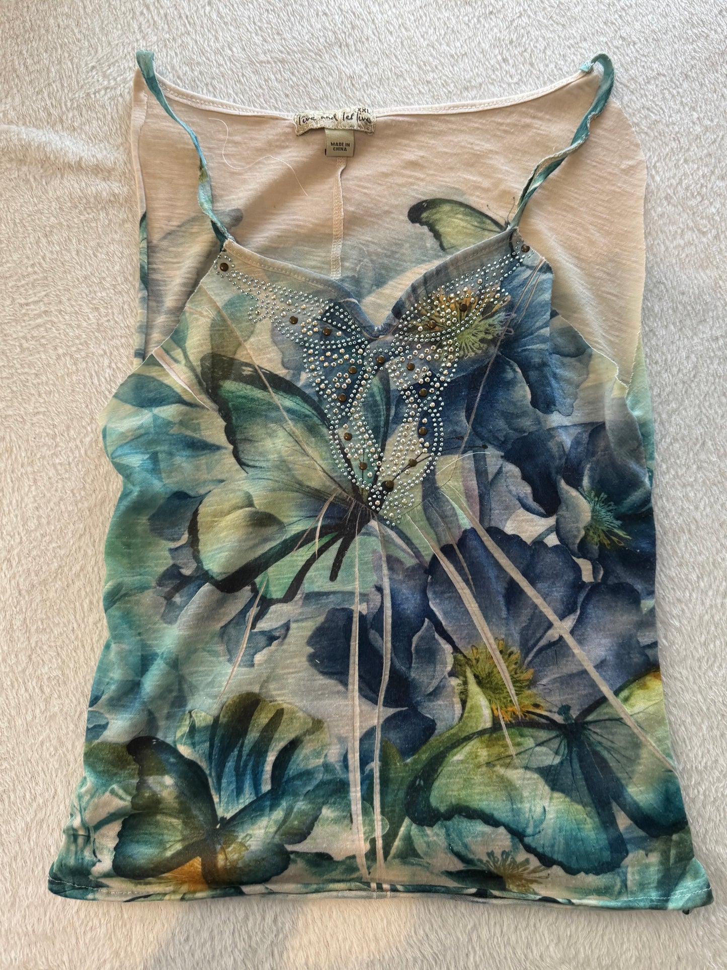 Rhinestone Butterfly Cami