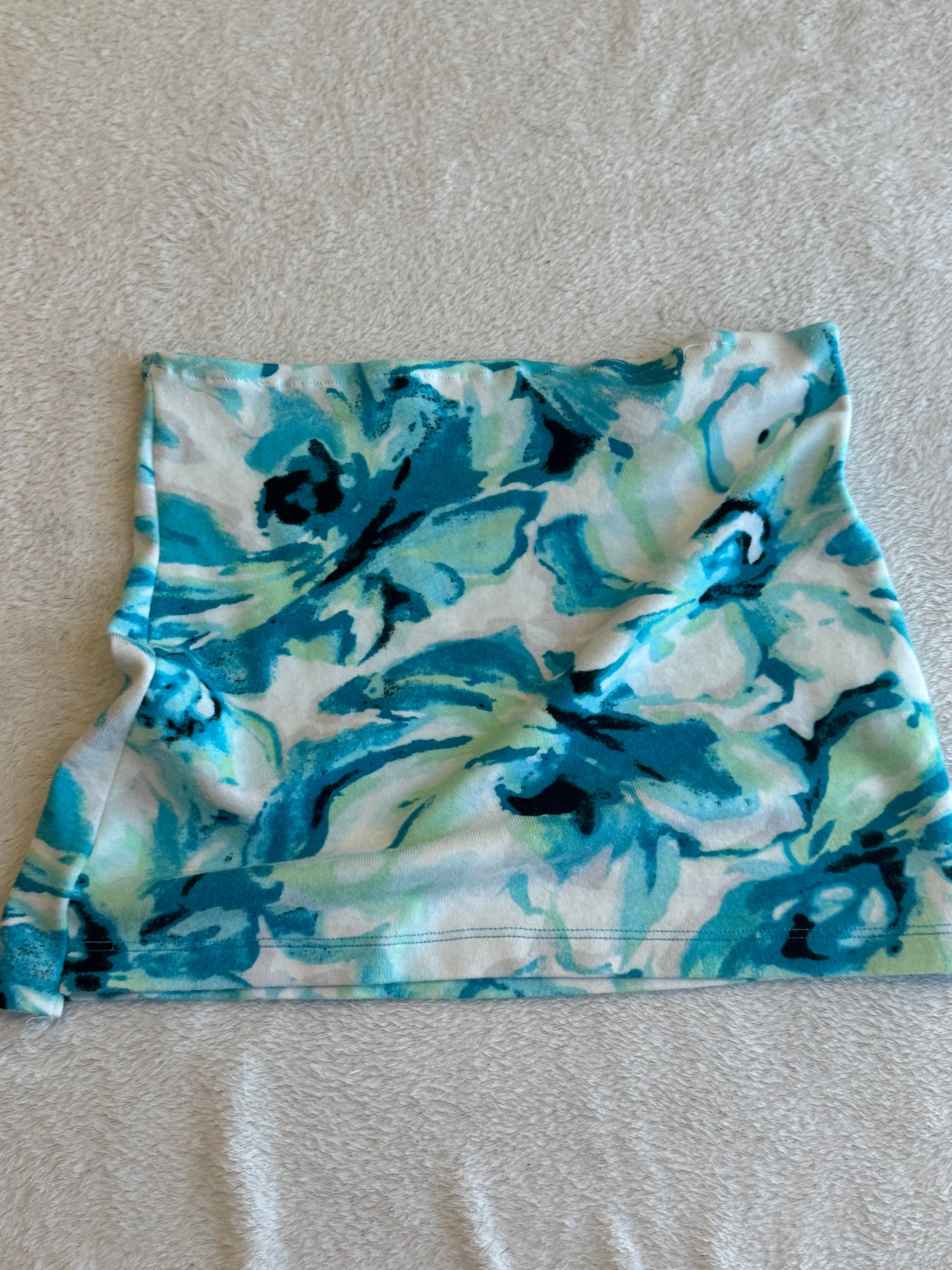 Boho Tube Top with Blue and Green Floral Design