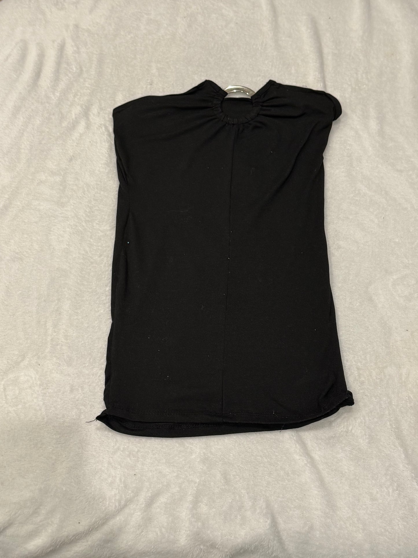 Y2K Black Tube Top with Silver Ring