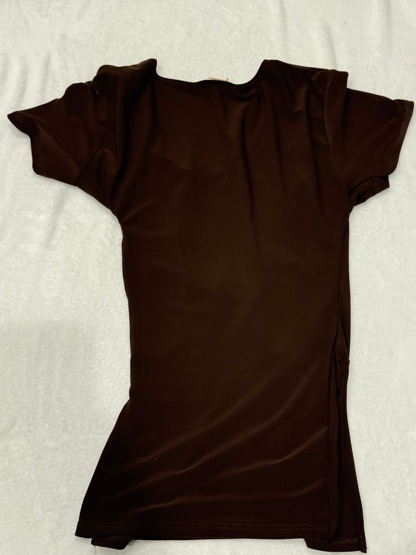 Y2K Brown Top with Silver Ring Accent and Slit