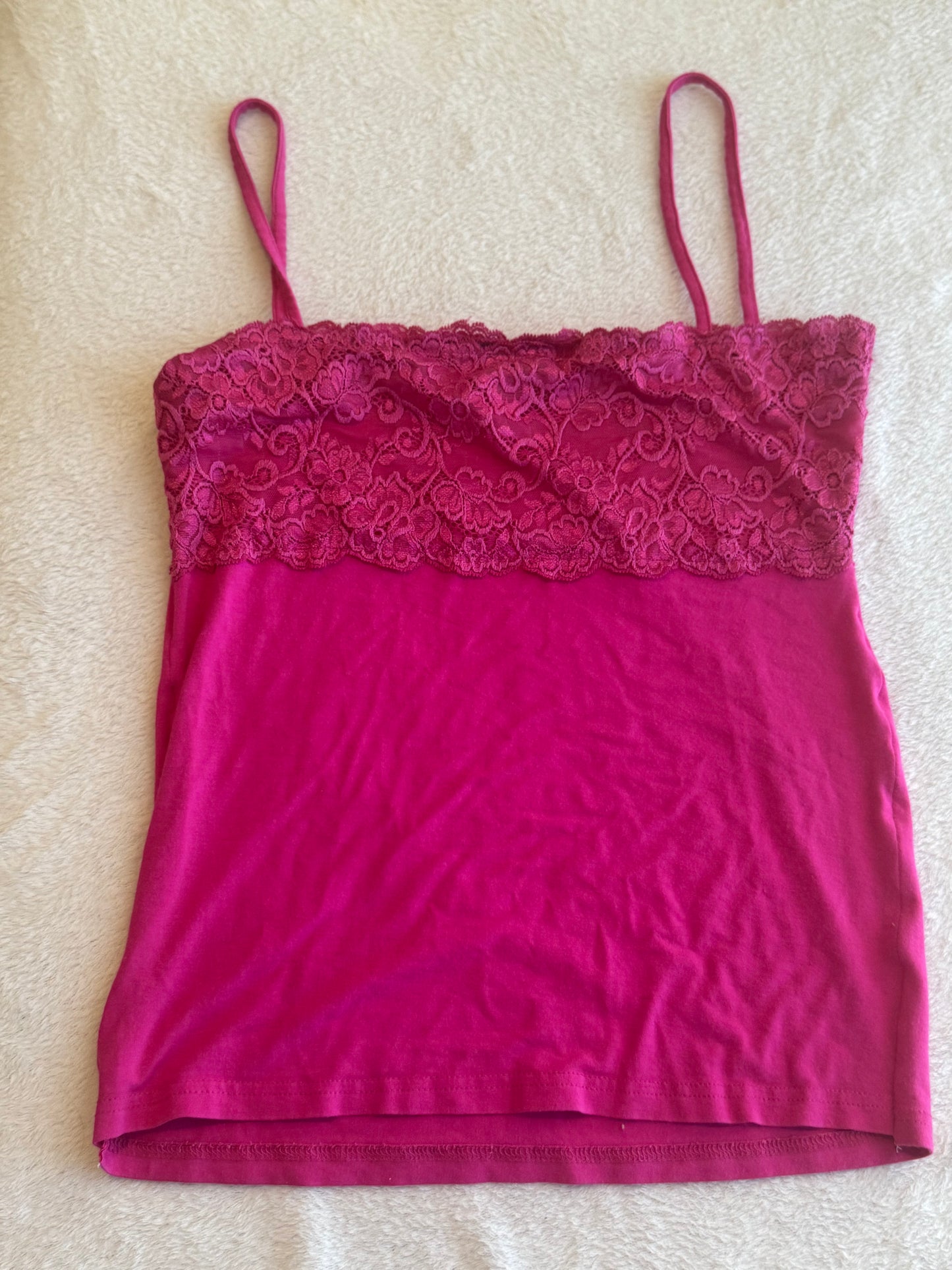 Y2K Pink Cami with Lace
