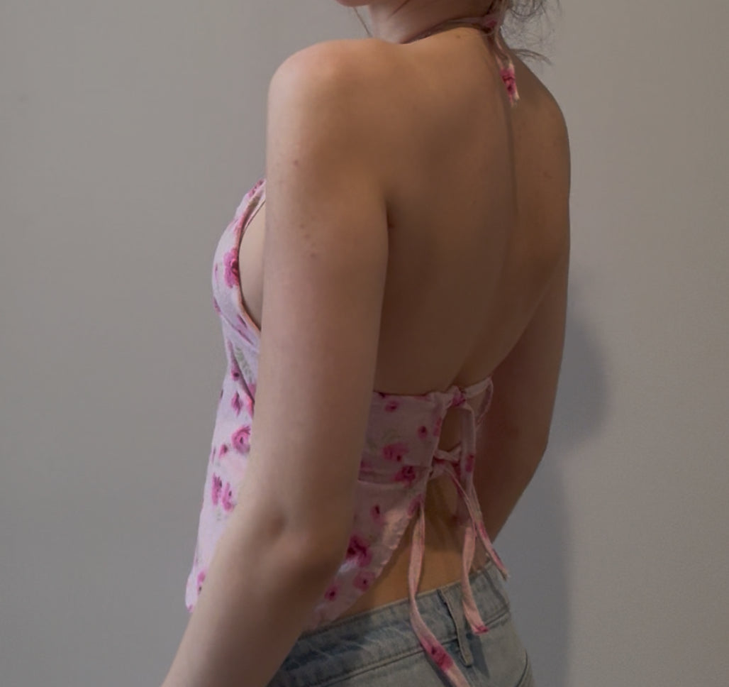 Pink Floral Halter Top