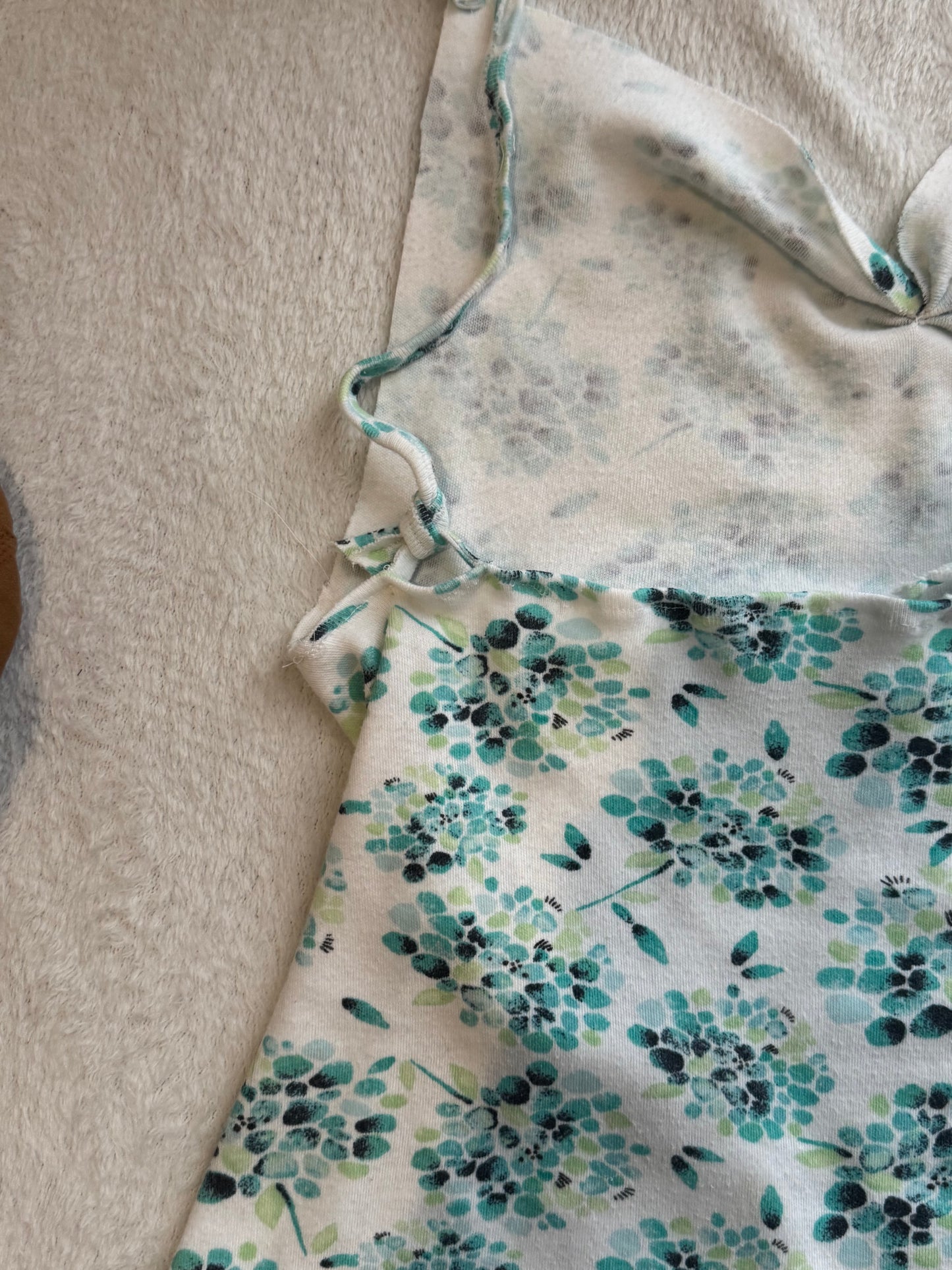 White and Blue Floral Halter and Cami Top