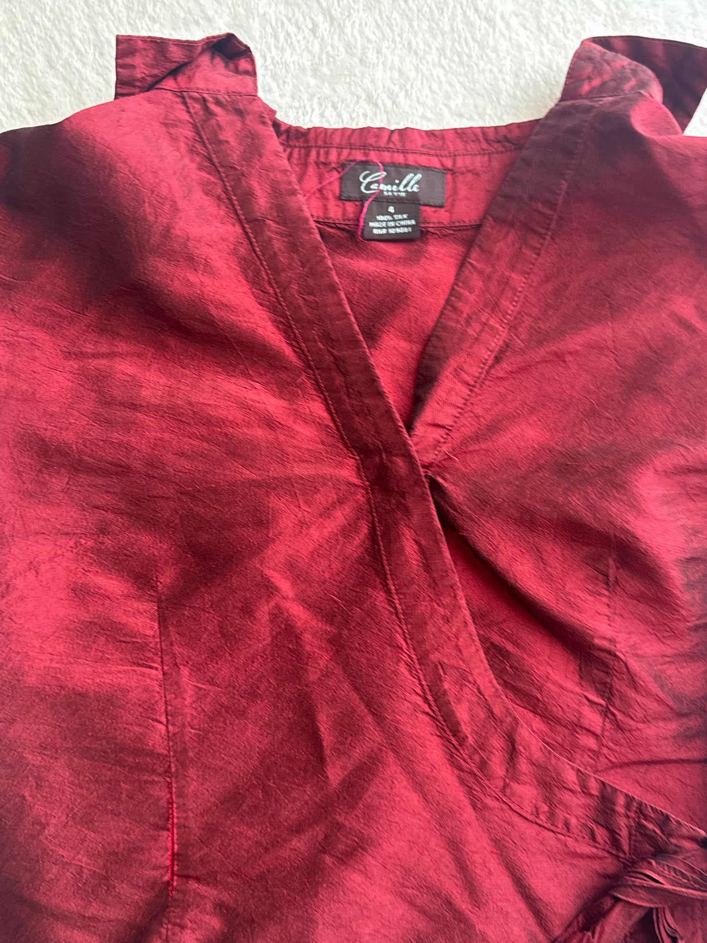 Dark Red Top with Side Tie